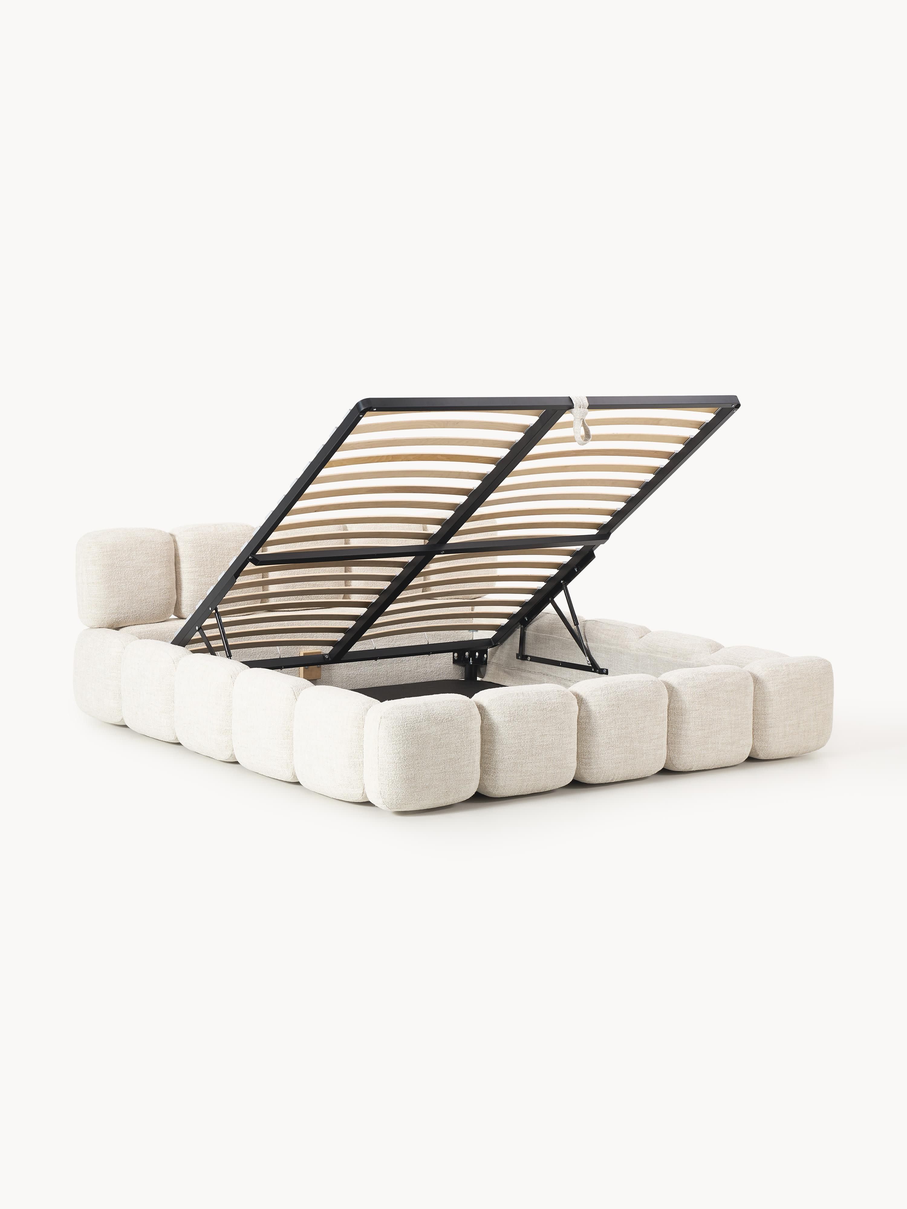 Tayla Upholstered Bouclé Bed with Storage Space