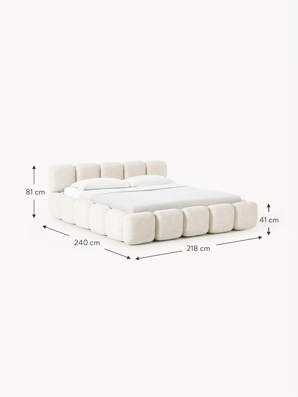Tayla Upholstered Bouclé Bed with Storage Space