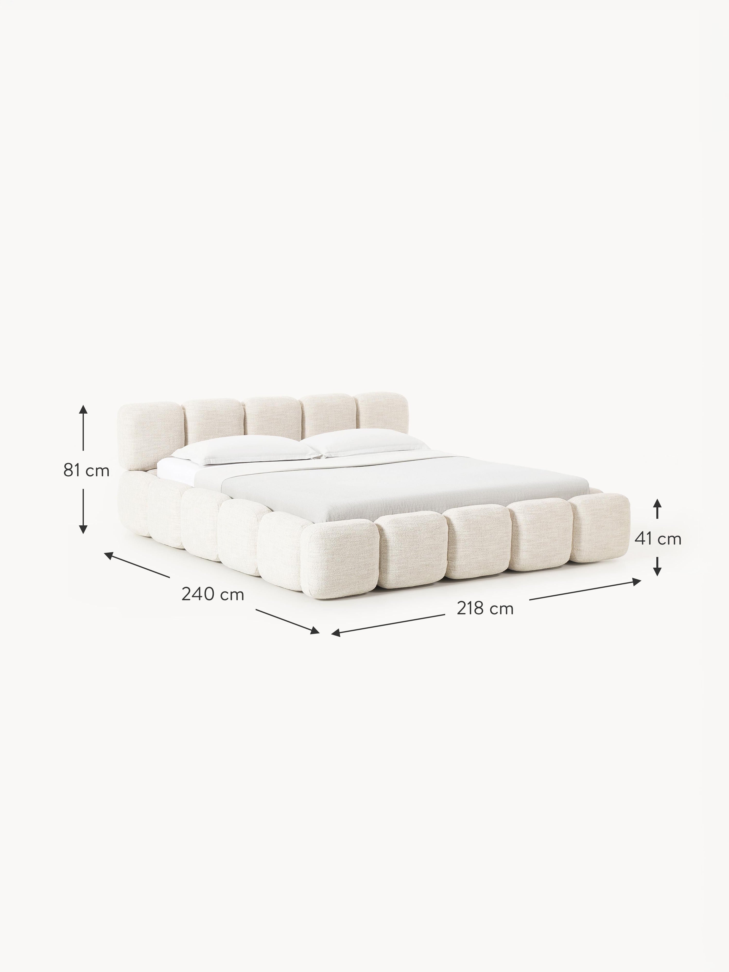 Tayla Upholstered Bouclé Bed with Storage Space
