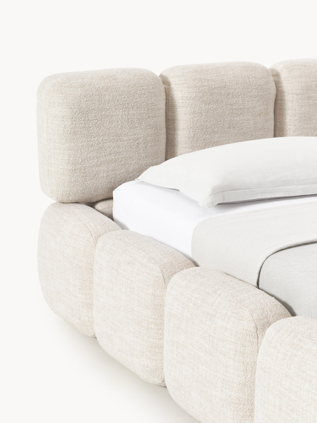 Tayla Upholstered Bouclé Bed with Storage Space
