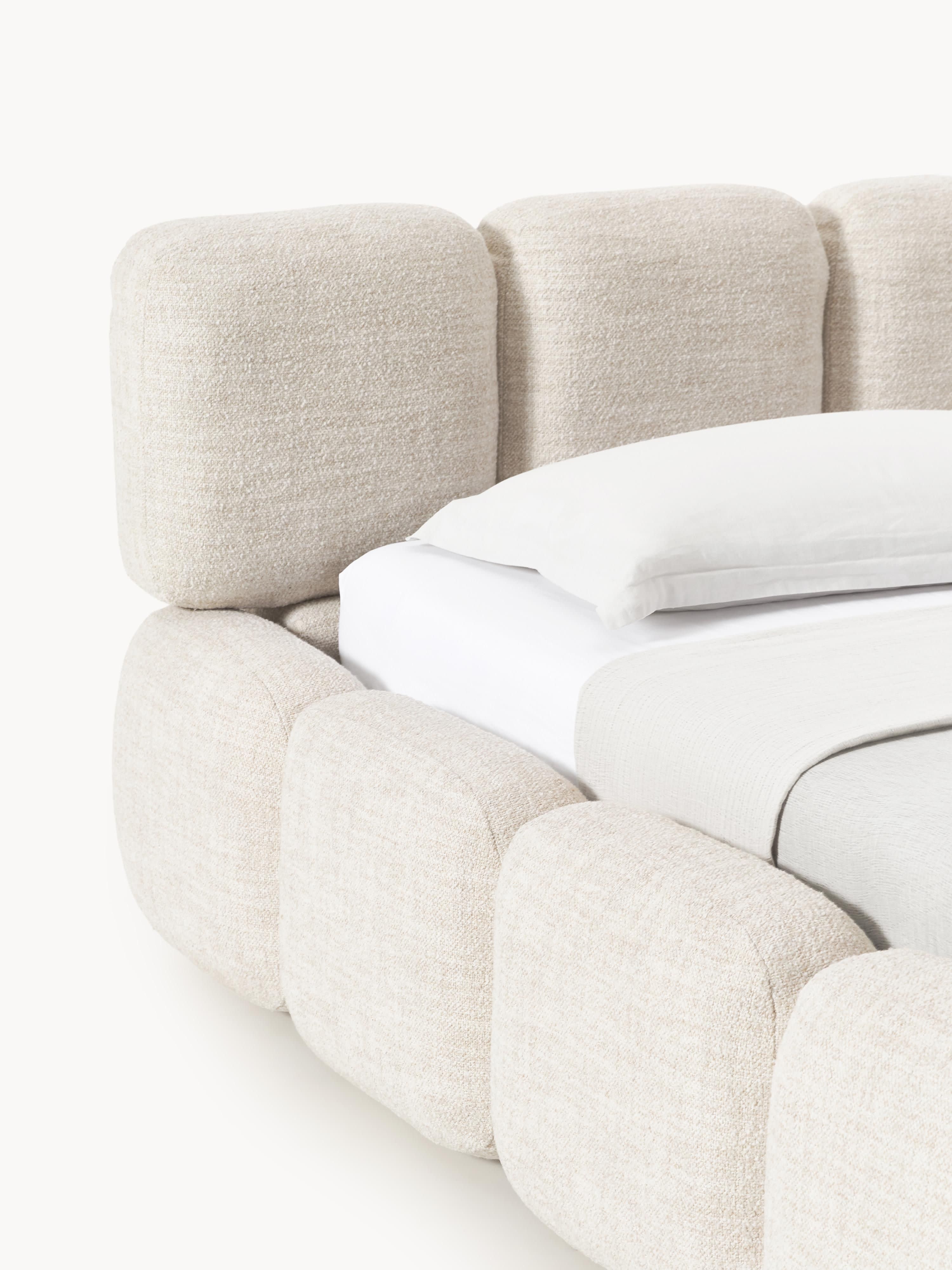 Tayla Upholstered Bouclé Bed with Storage Space