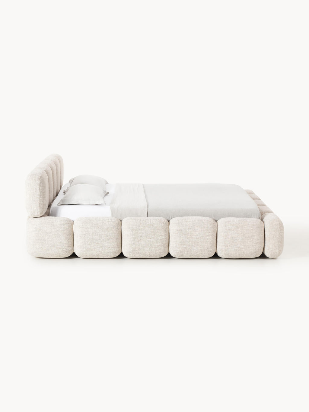 Tayla Upholstered Bouclé Bed with Storage Space