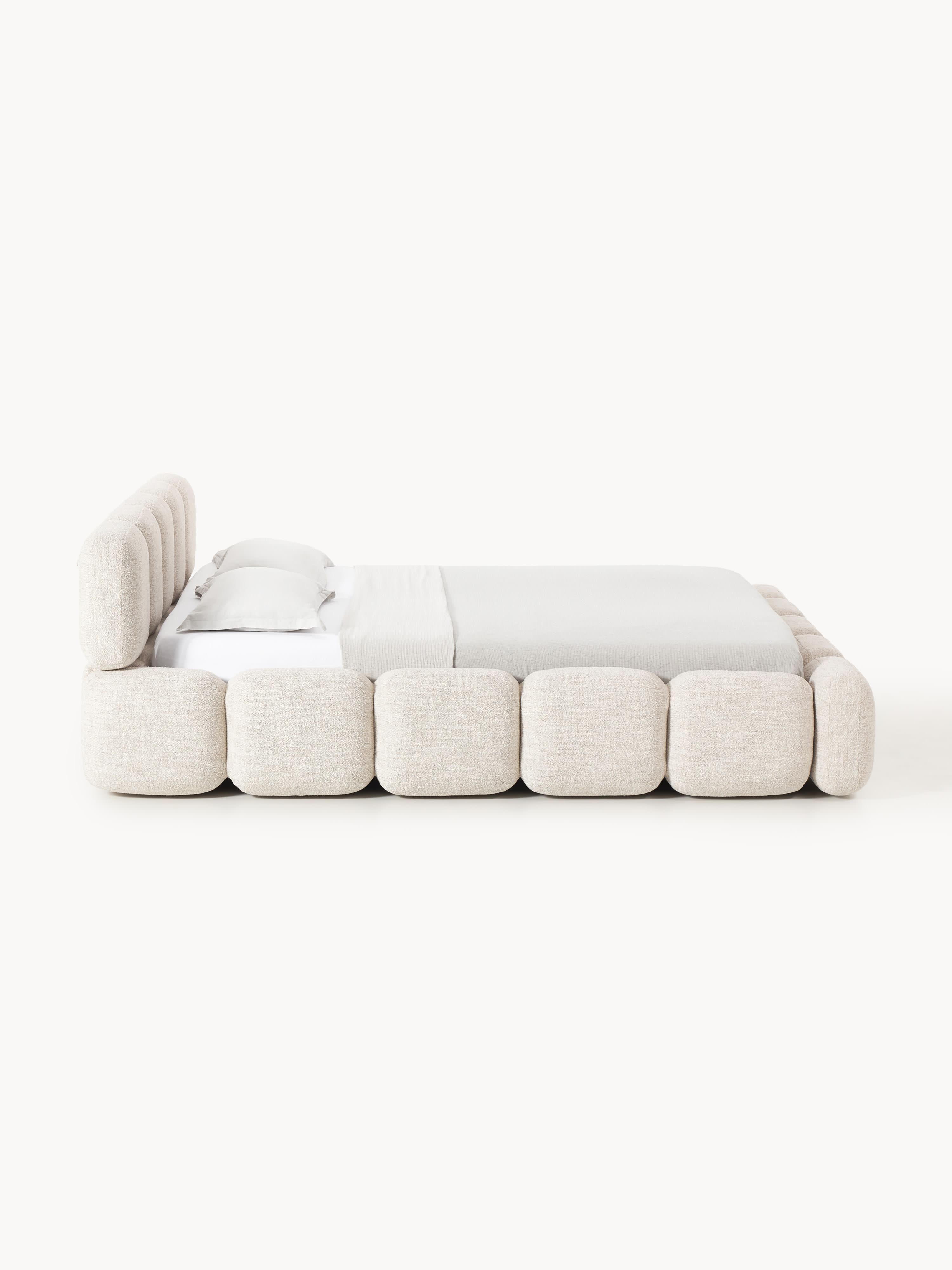 Tayla Upholstered Bouclé Bed with Storage Space