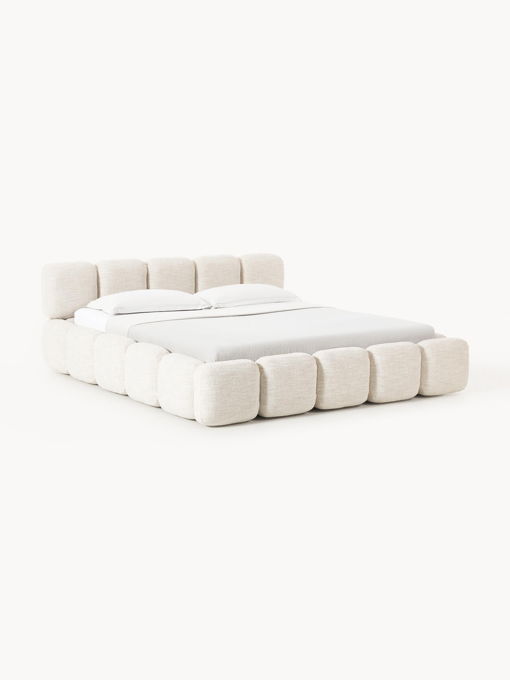 Tayla Upholstered Bouclé Bed with Storage Space