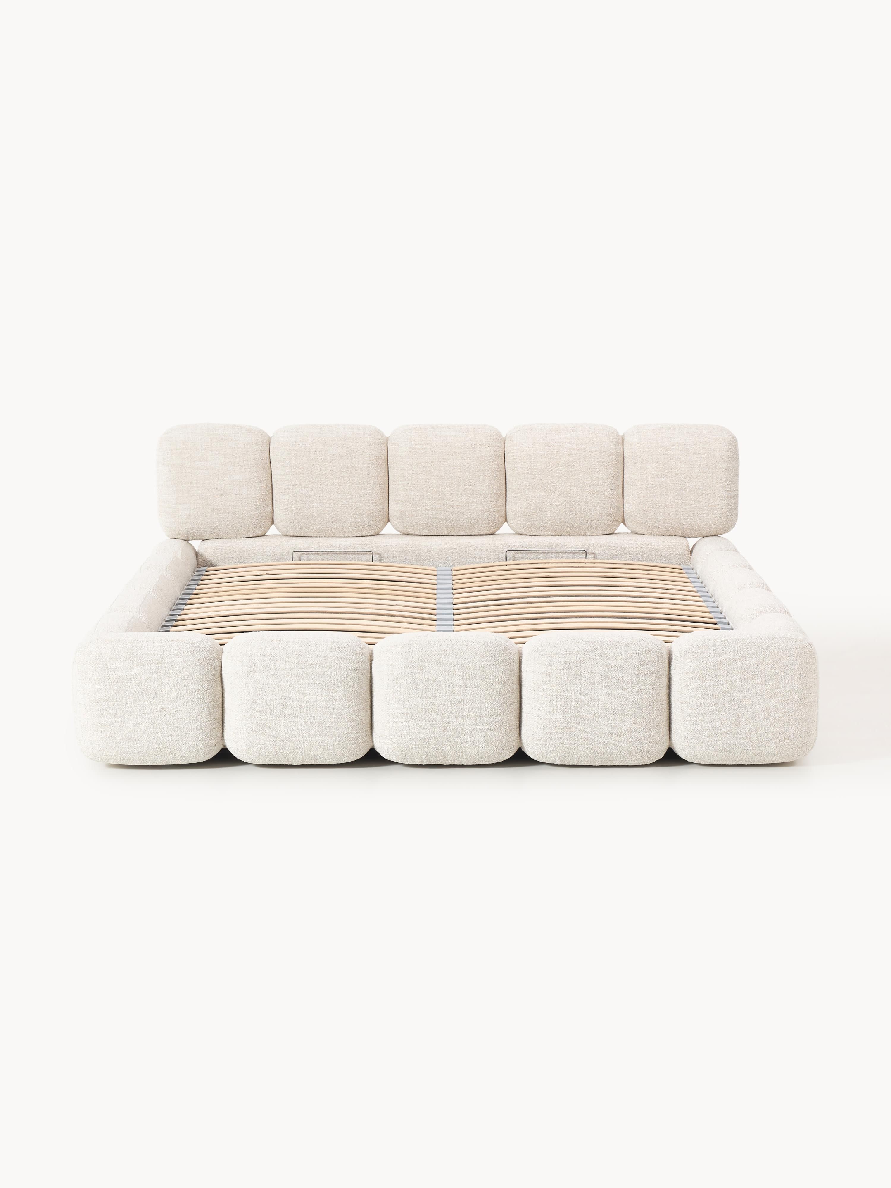 Tayla Upholstered Bouclé Bed with Storage Space