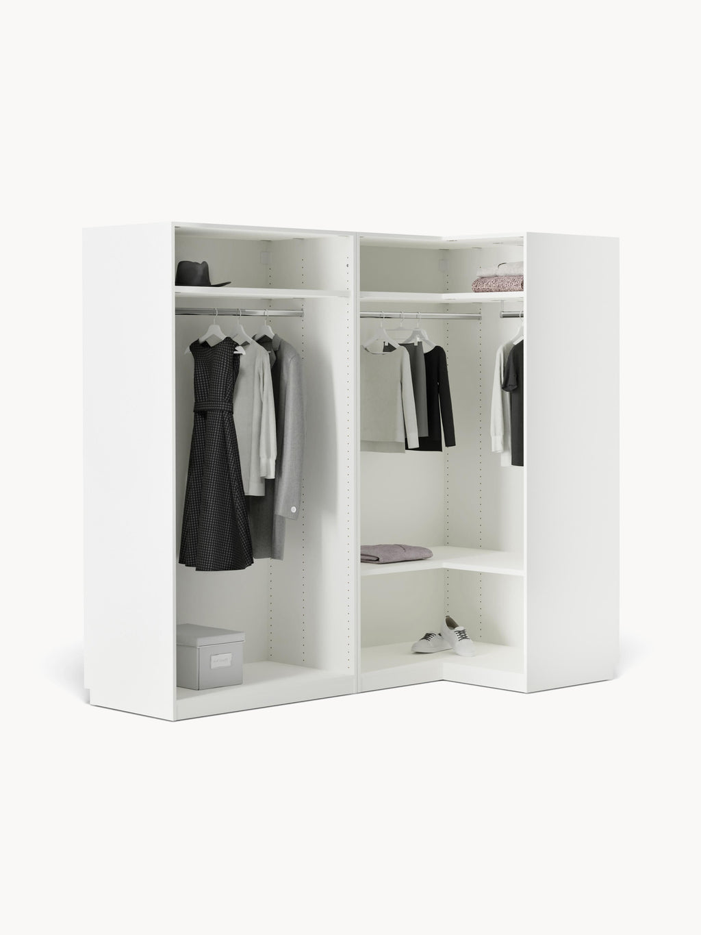 Leon Modular Corner Wardrobe, 215 cm Wide, in various sizes