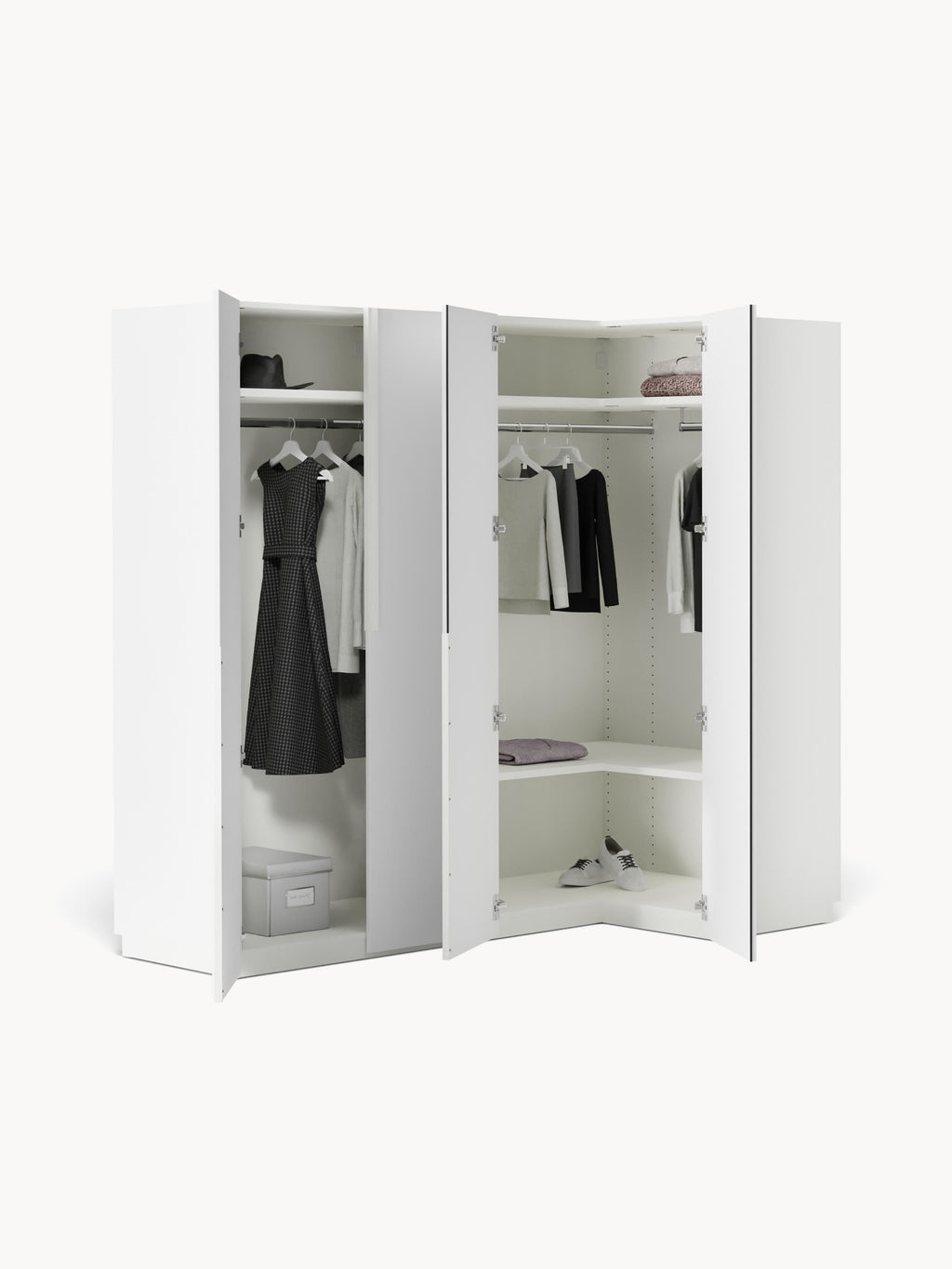 Leon Modular Corner Wardrobe, 215 cm Wide, in various sizes