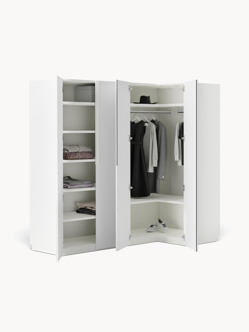 Leon Modular Corner Wardrobe, 215 cm Wide, in various sizes