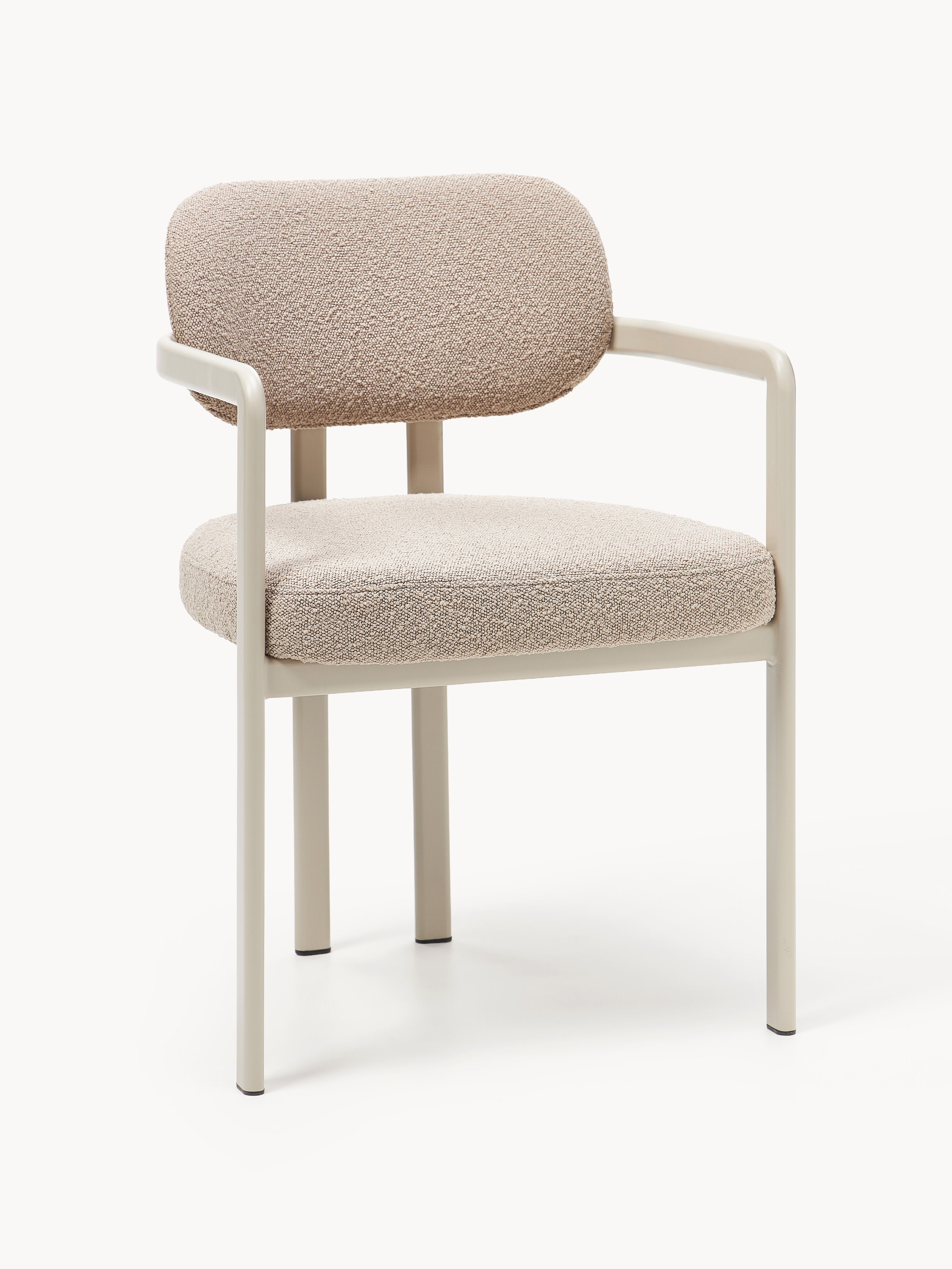 Gallery image 1 - Upholstered Bouclé Dining Chair Adrien with Armrests