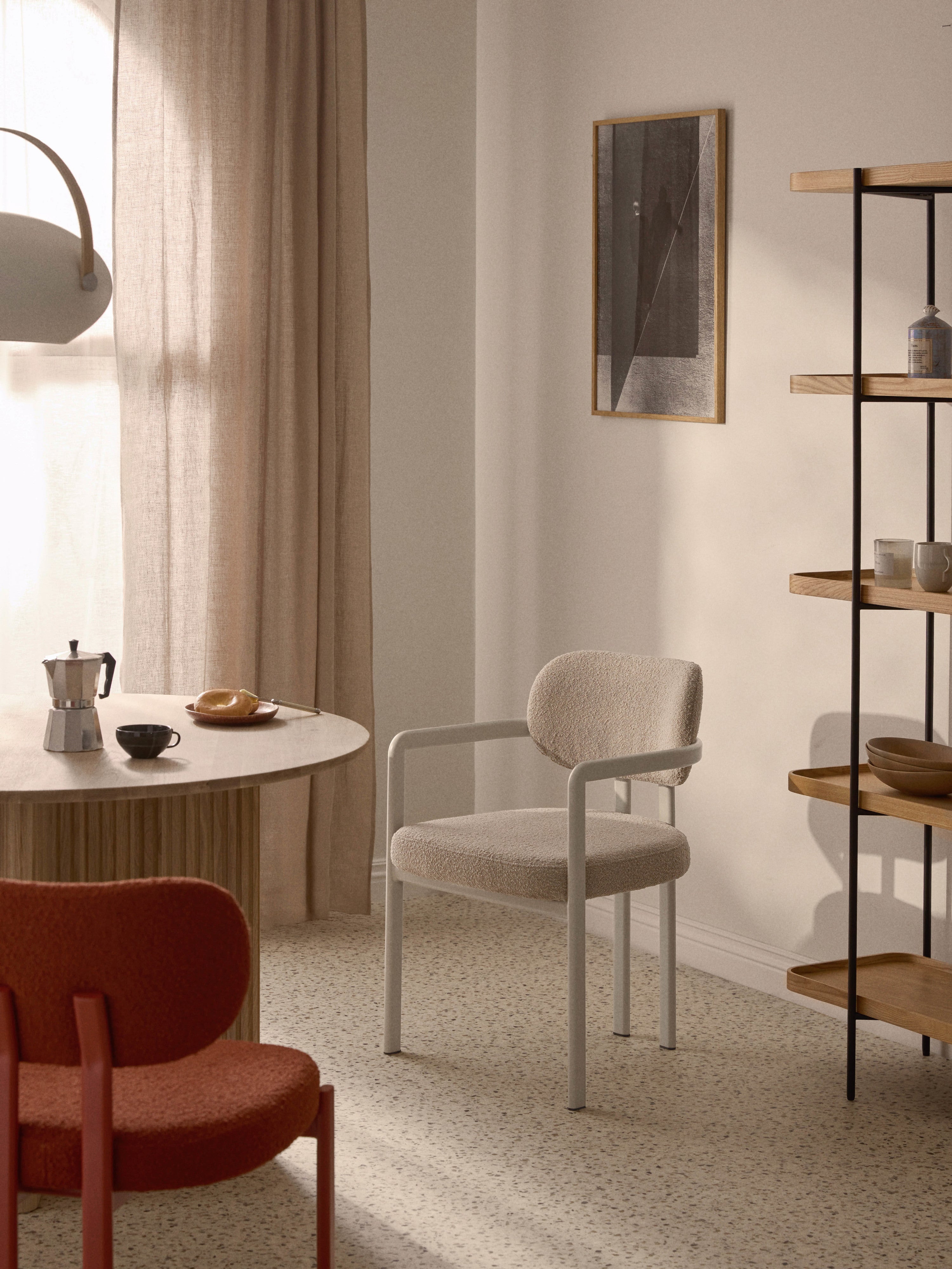 Adrien Upholstered Bouclé Dining Chair with Armrests