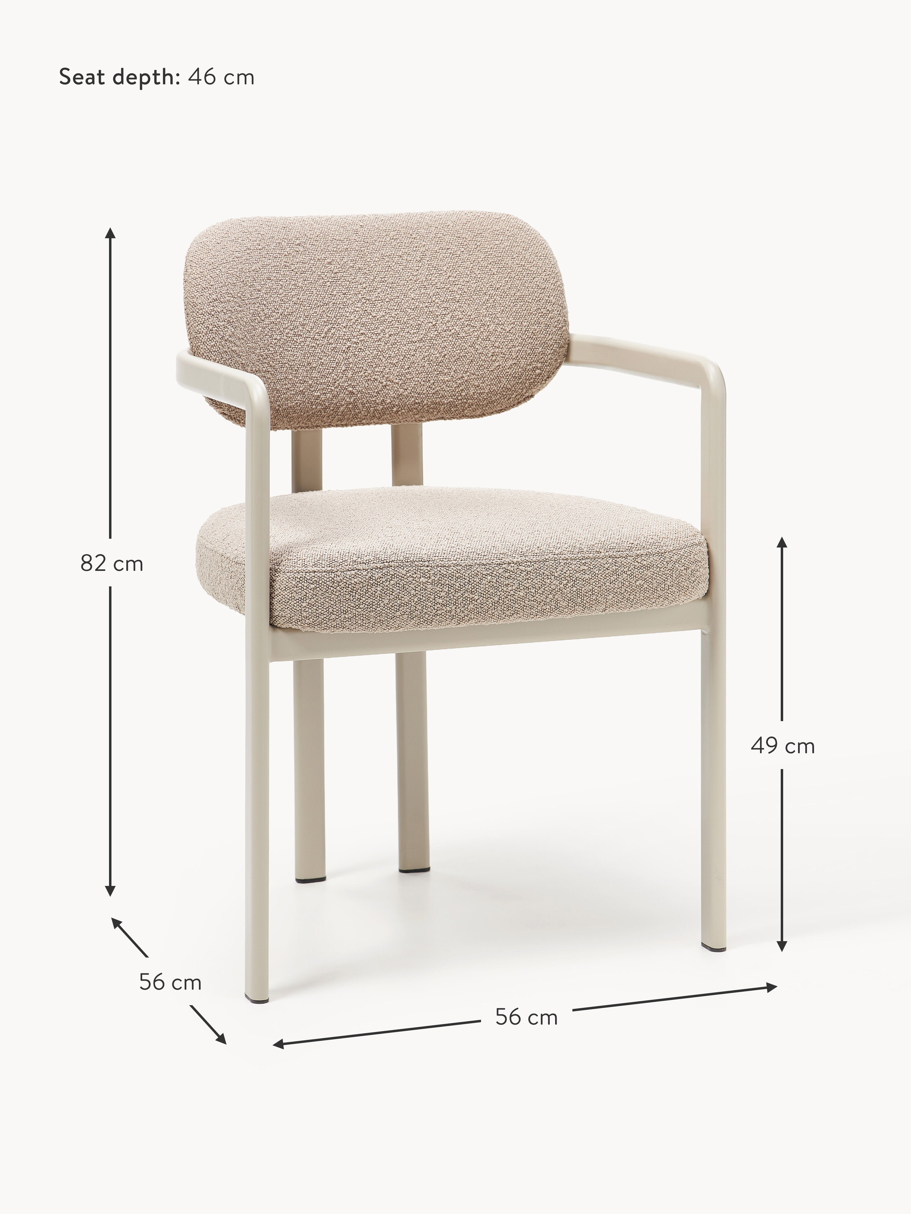 Adrien Upholstered Bouclé Dining Chair with Armrests