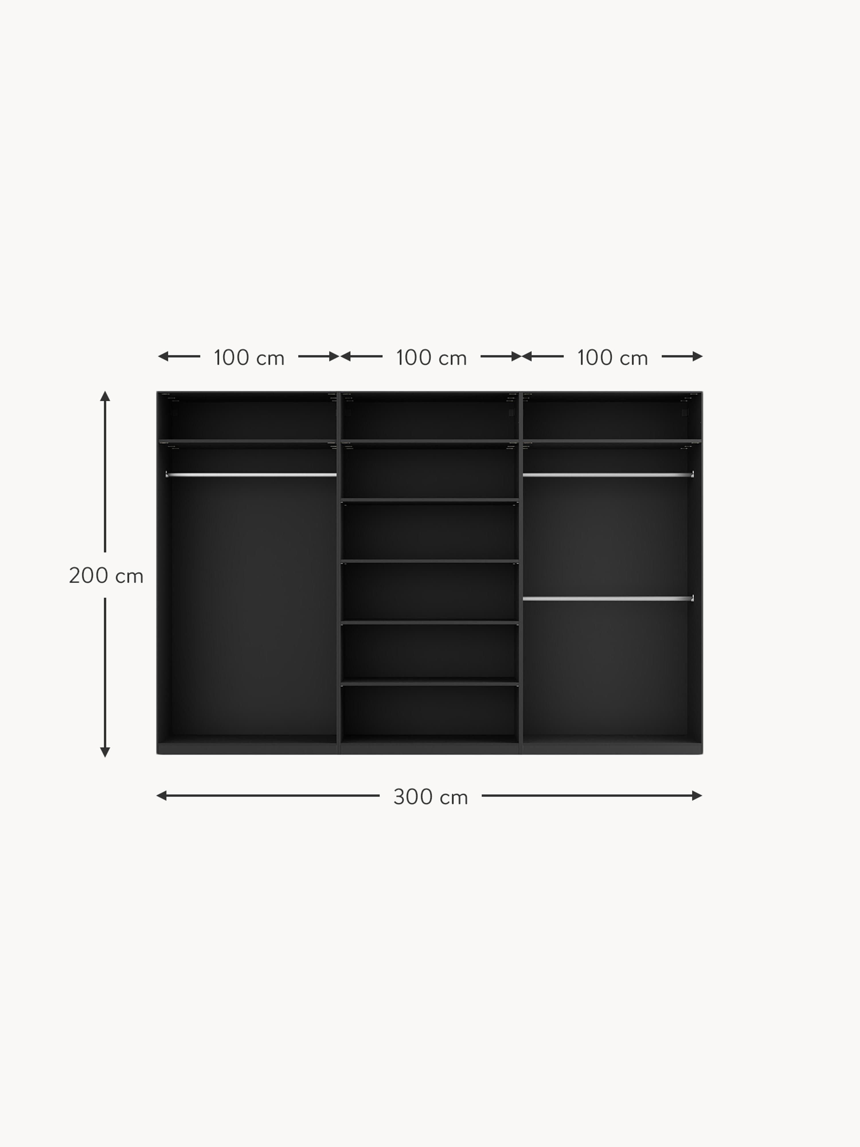 Simone Modular Revolving Door Wardrobe, 300 cm Wide, in various sizes