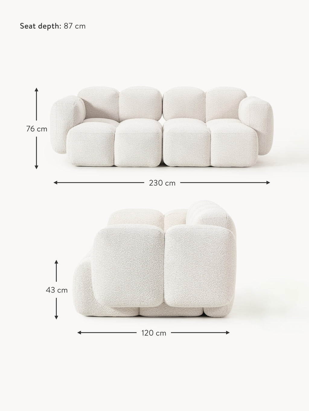 Tayla Bouclé Modular Sofa (2-seater)