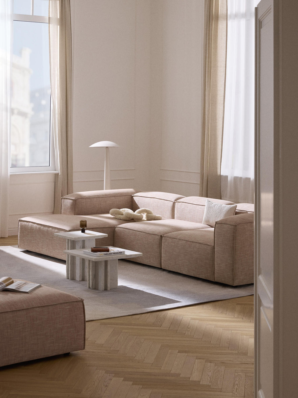 Lennon Linen Blend Modular Corner Sofa (4-seater)