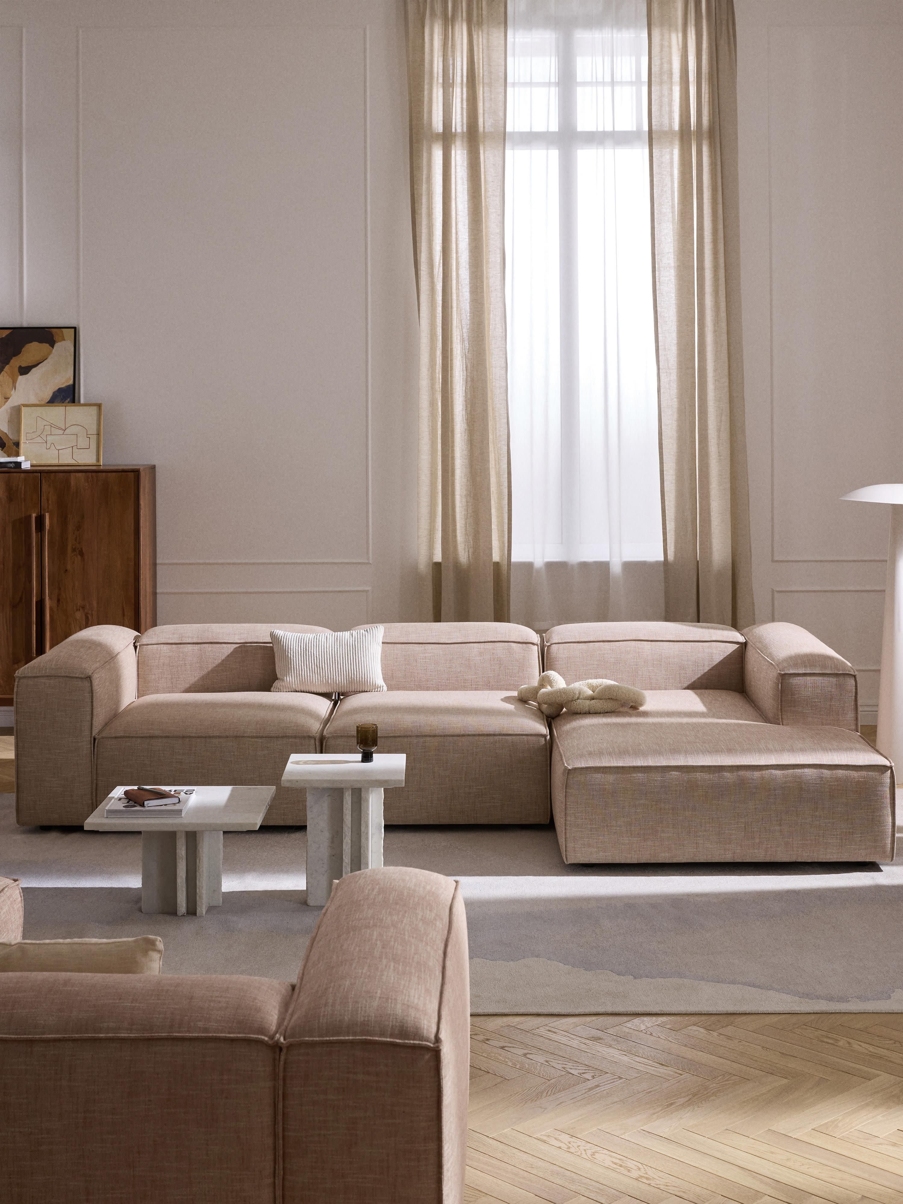Lennon Linen Blend Modular Corner Sofa (4-seater)