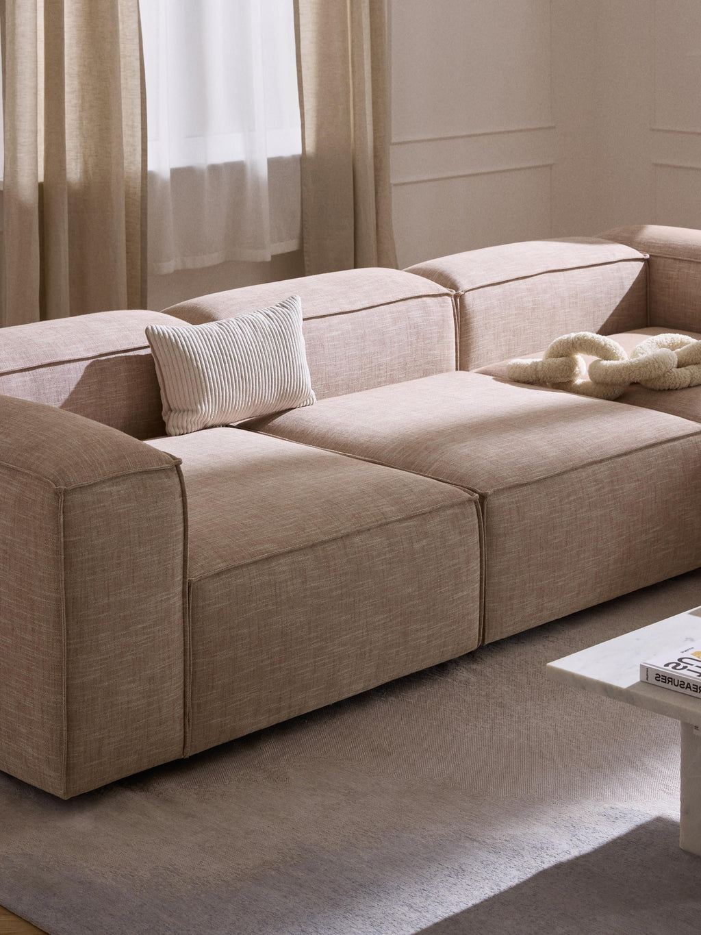 Lennon Linen Blend Modular Corner Sofa (4-seater)