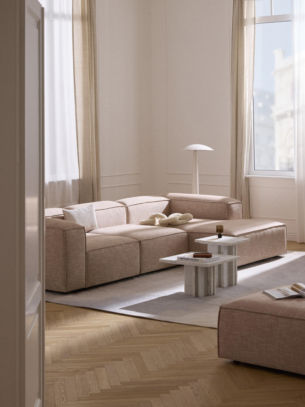 Lennon Linen Blend Modular Corner Sofa (4-seater)