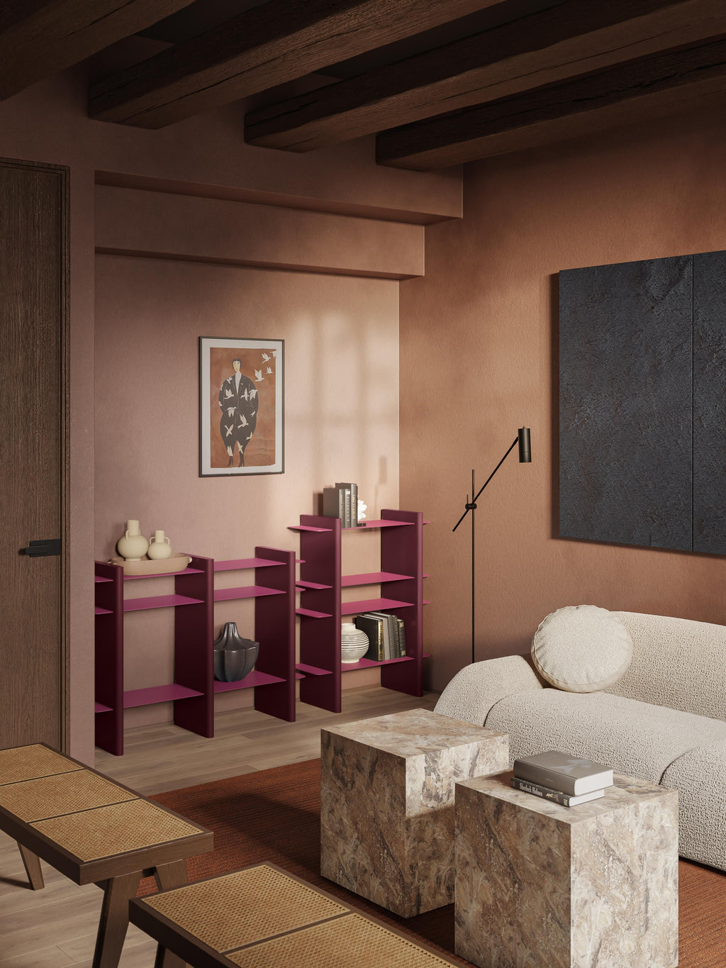 Rami Shelving Unit with Metal Elements