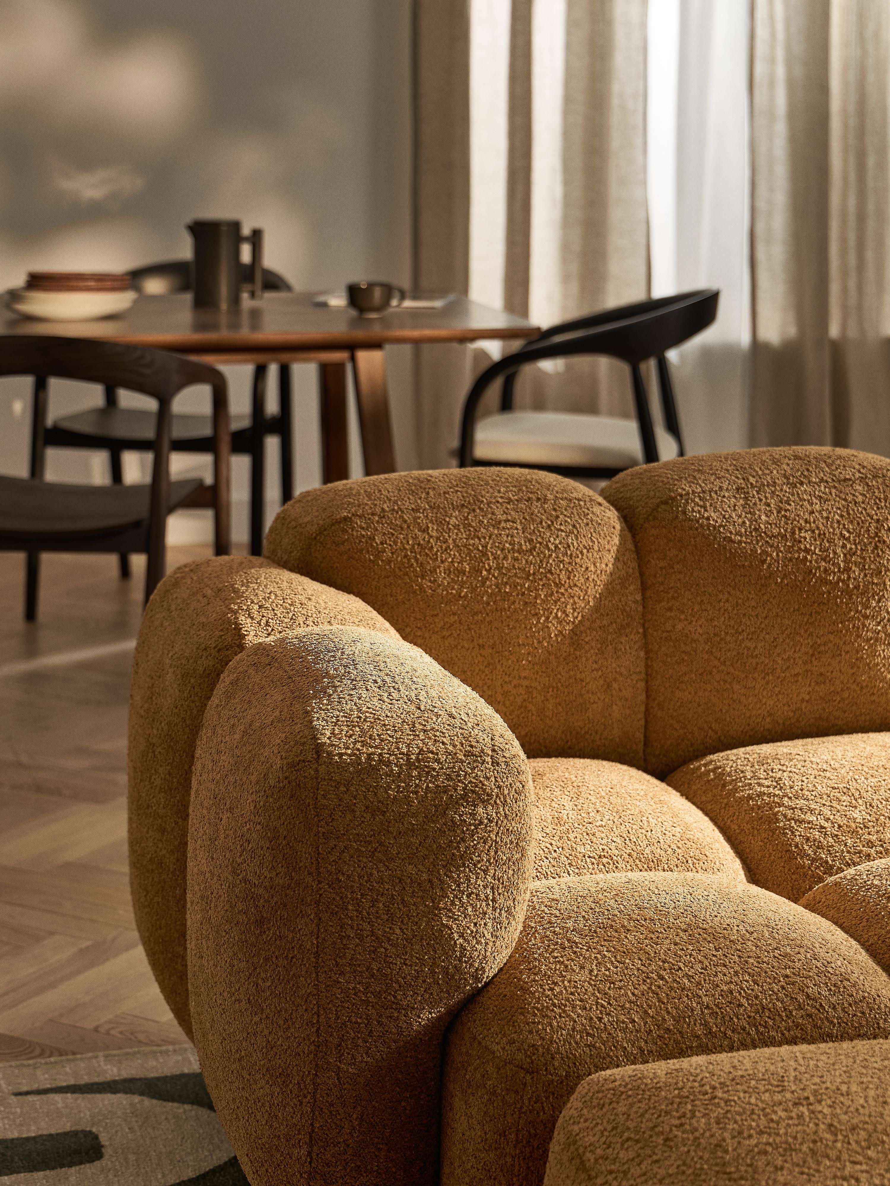 Tayla Modular Teddy-Bouclé Sofa (4-seater) with Ottoman (left/right)