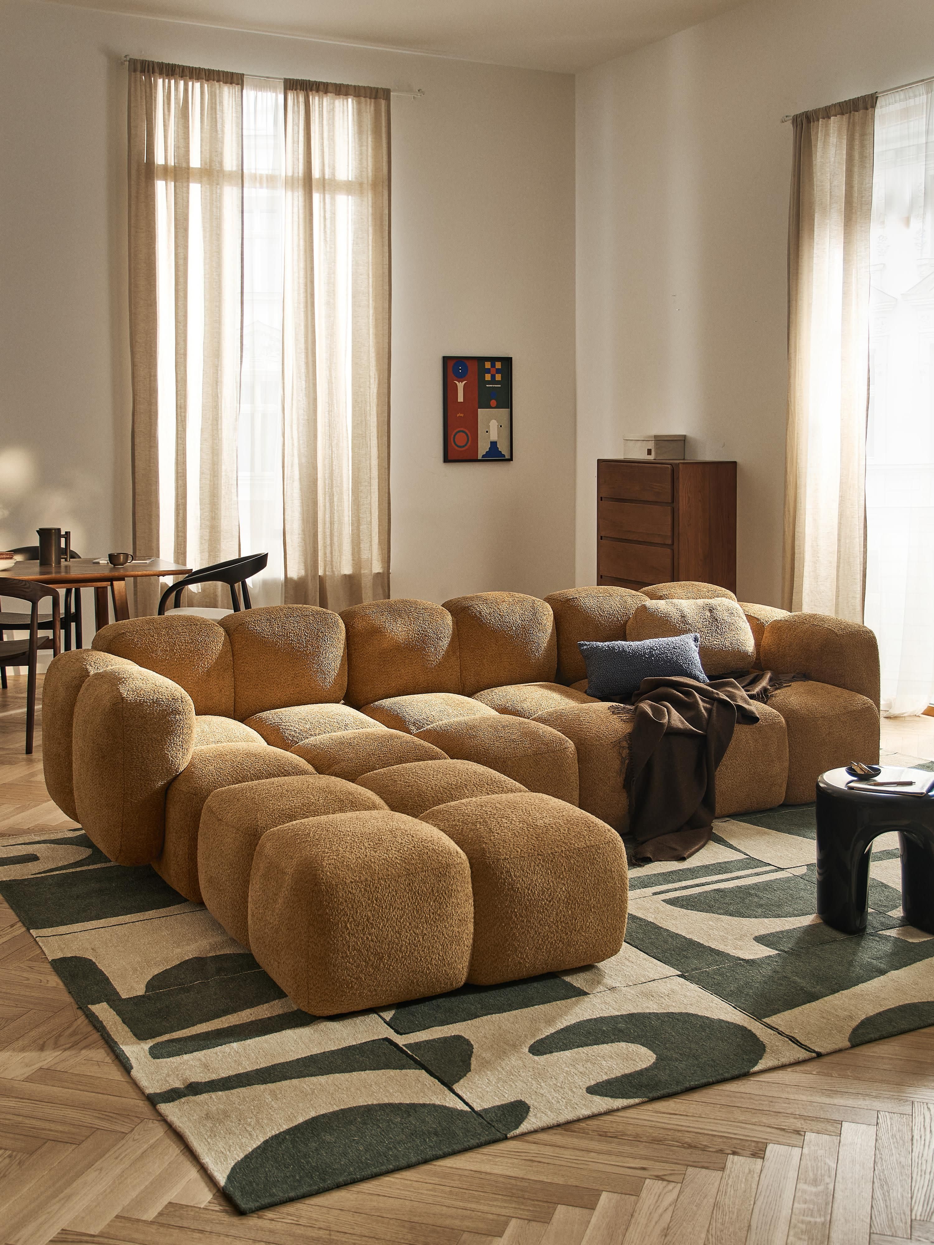 Tayla Modular Teddy-Bouclé Sofa (4-seater) with Ottoman (left/right)