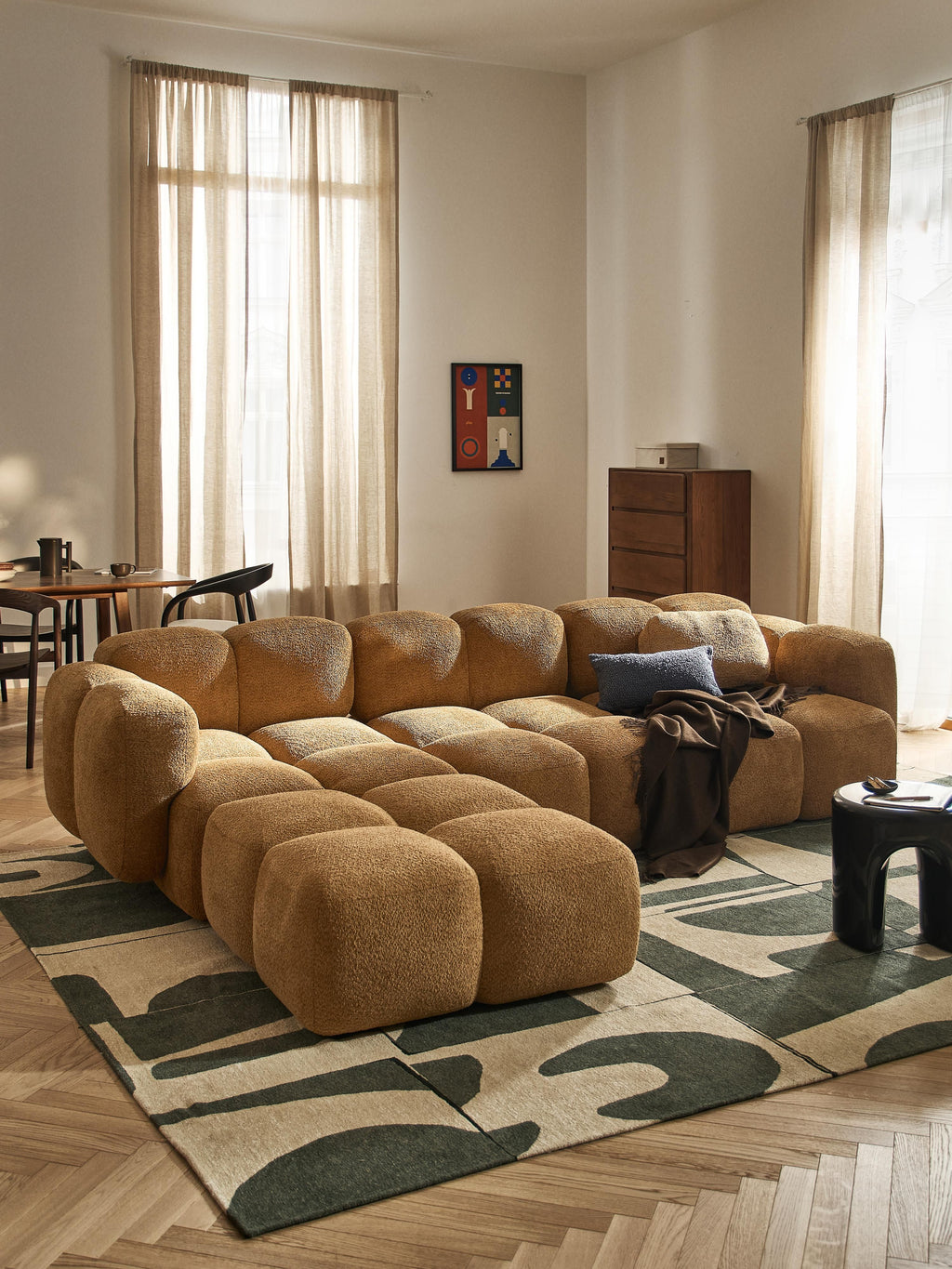 Tayla Modular Teddy-Bouclé Sofa (4-seater) with Ottoman (left/right)