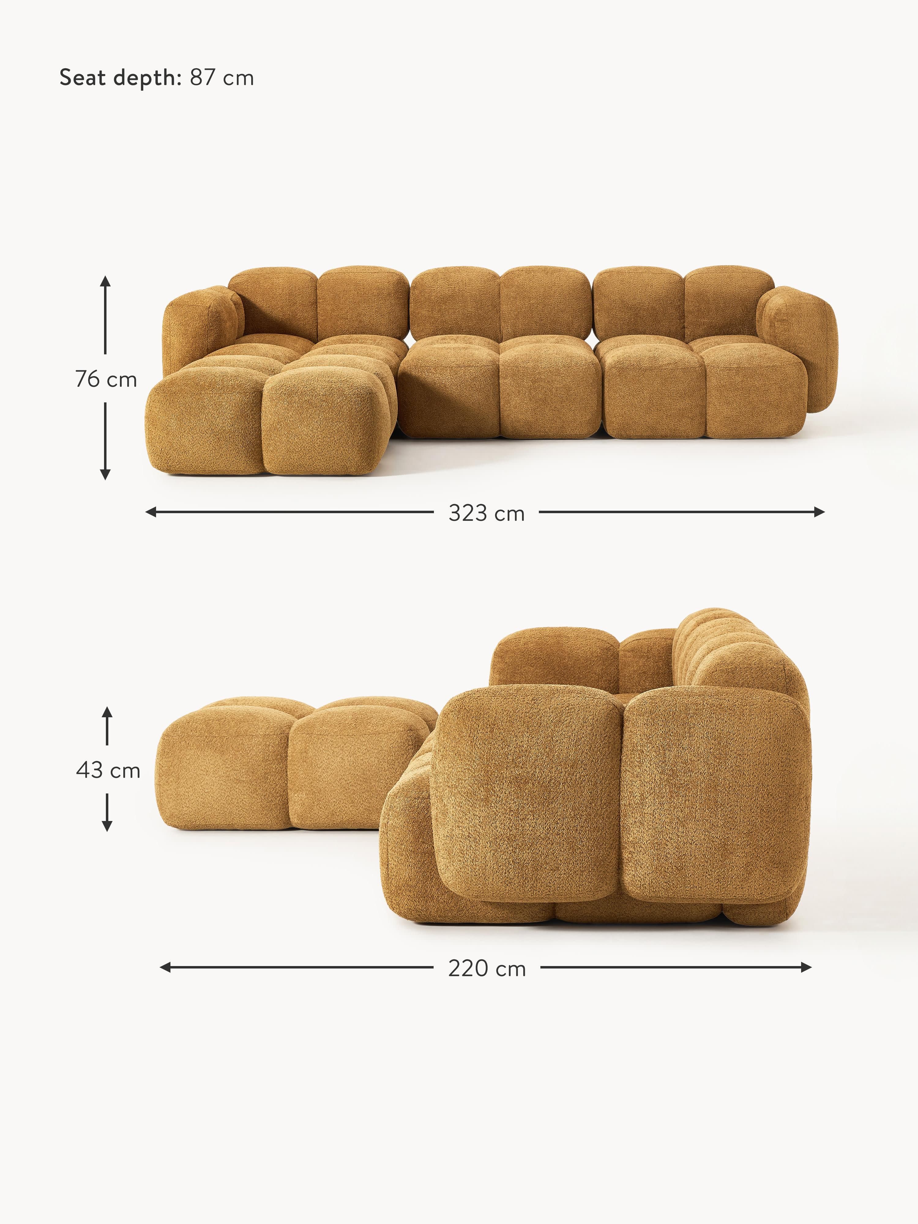 Tayla Modular Teddy-Bouclé Sofa (4-seater) with Ottoman (left/right)