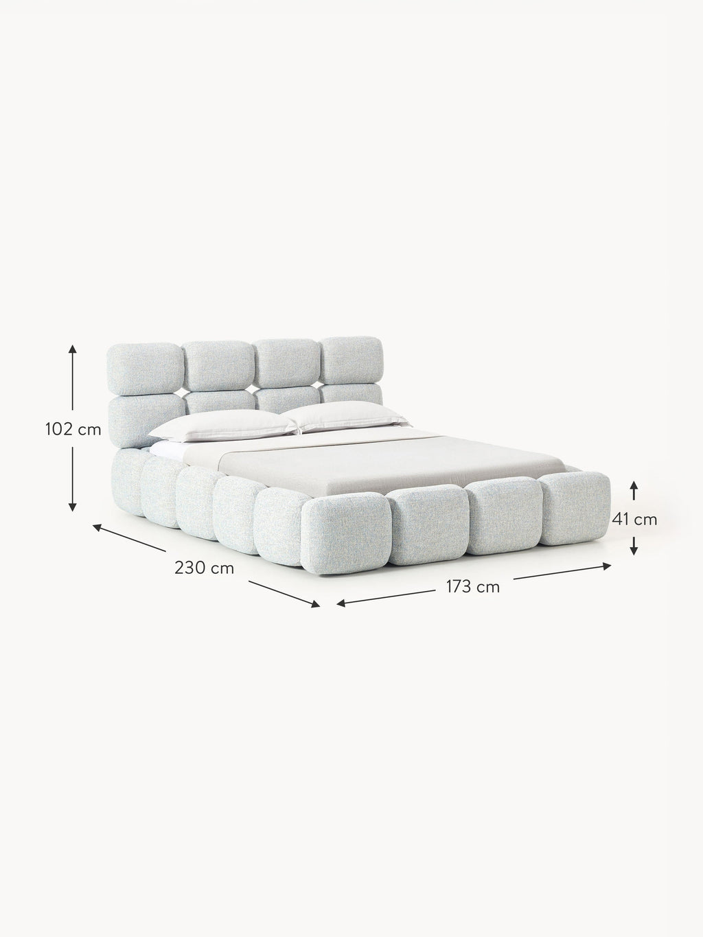 Tayla Upholstered Bouclé Bed with Storage Space