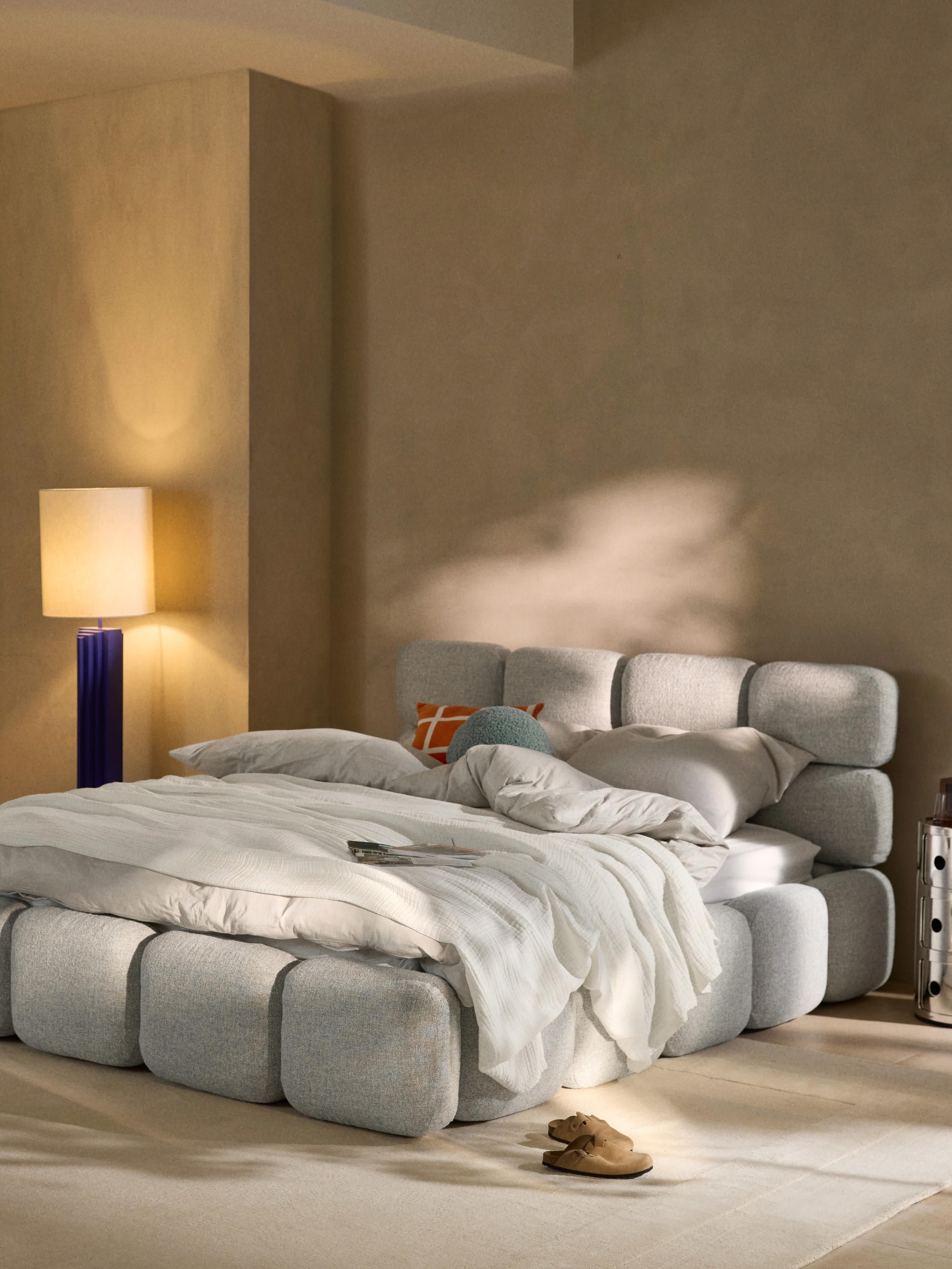 Tayla Upholstered Bouclé Bed with Storage Space