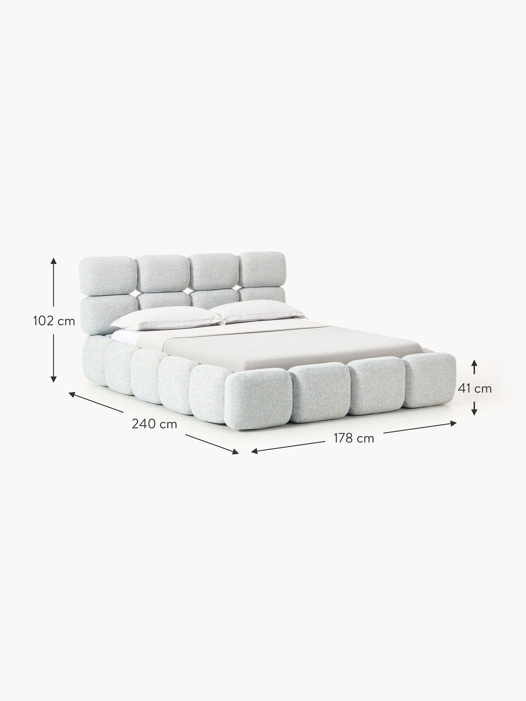Tayla Upholstered Bouclé Bed with Storage Space