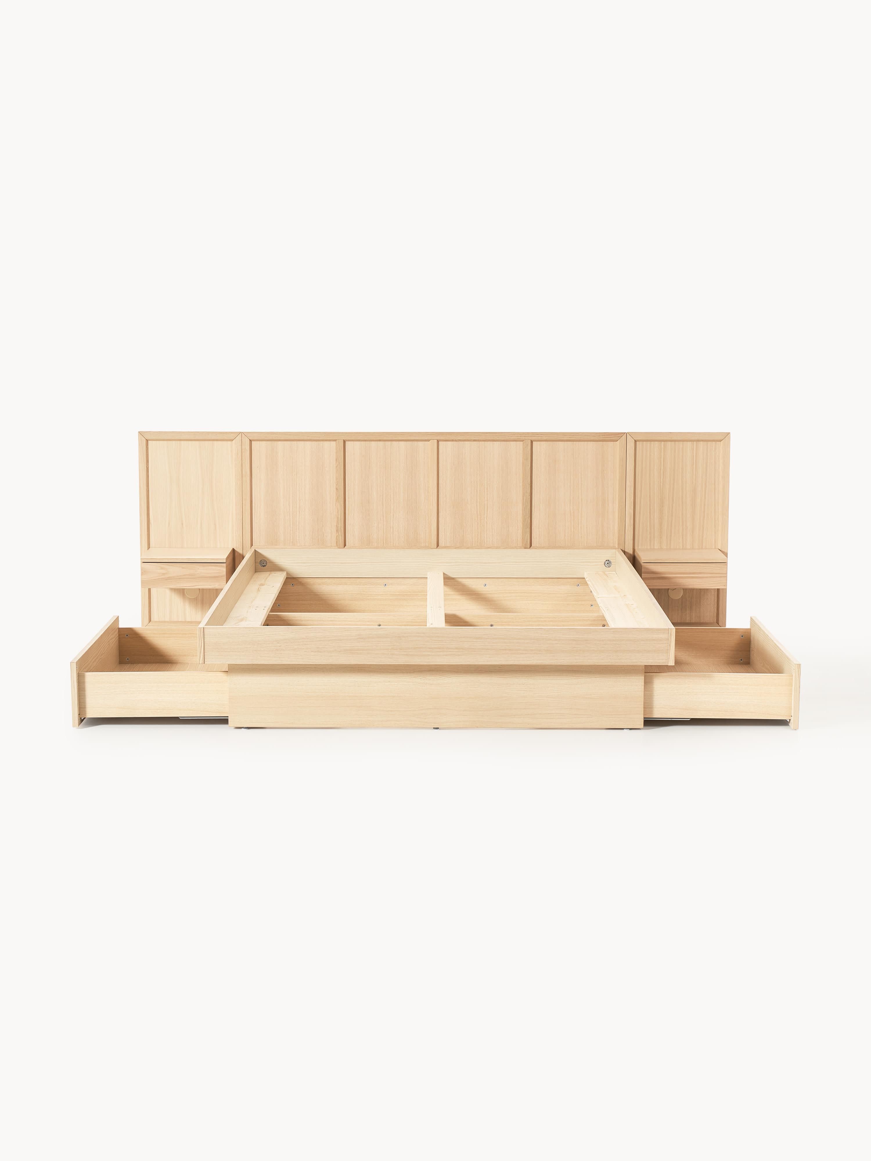 Nanto Wooden Bed with Drawers Tables and Headboard
