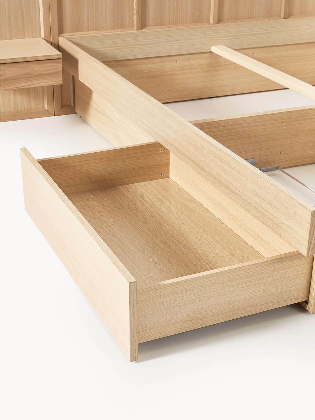 Nanto Wooden Bed with Drawers Tables and Headboard