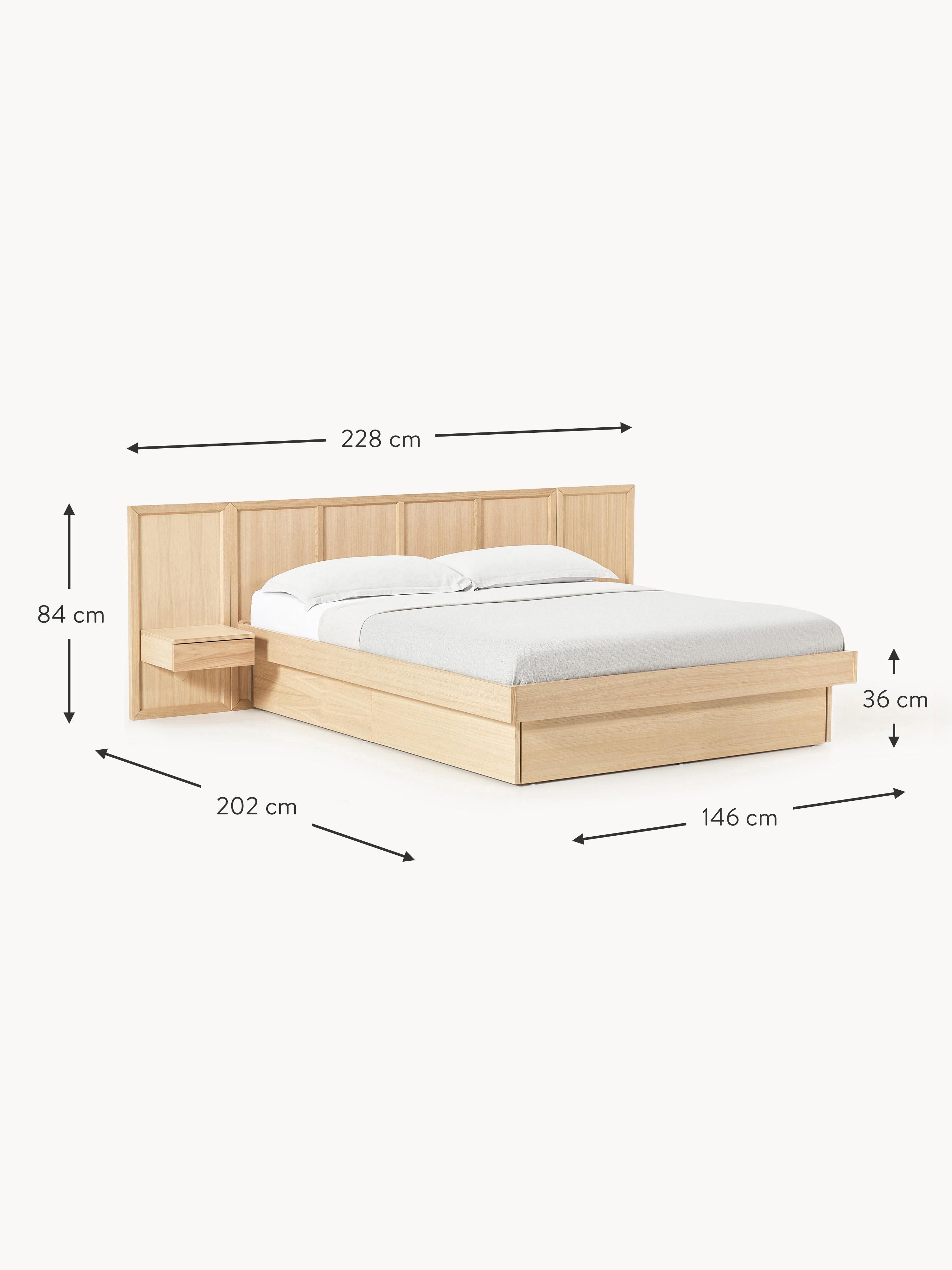 Nanto Wooden Bed with Drawers Tables and Headboard