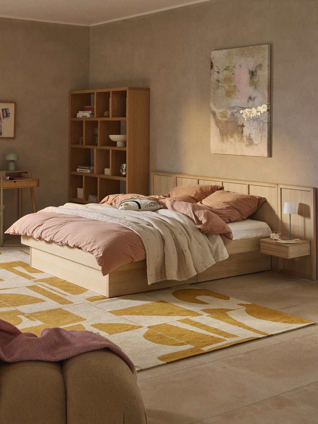 Nanto Wooden Bed with Drawers Tables and Headboard