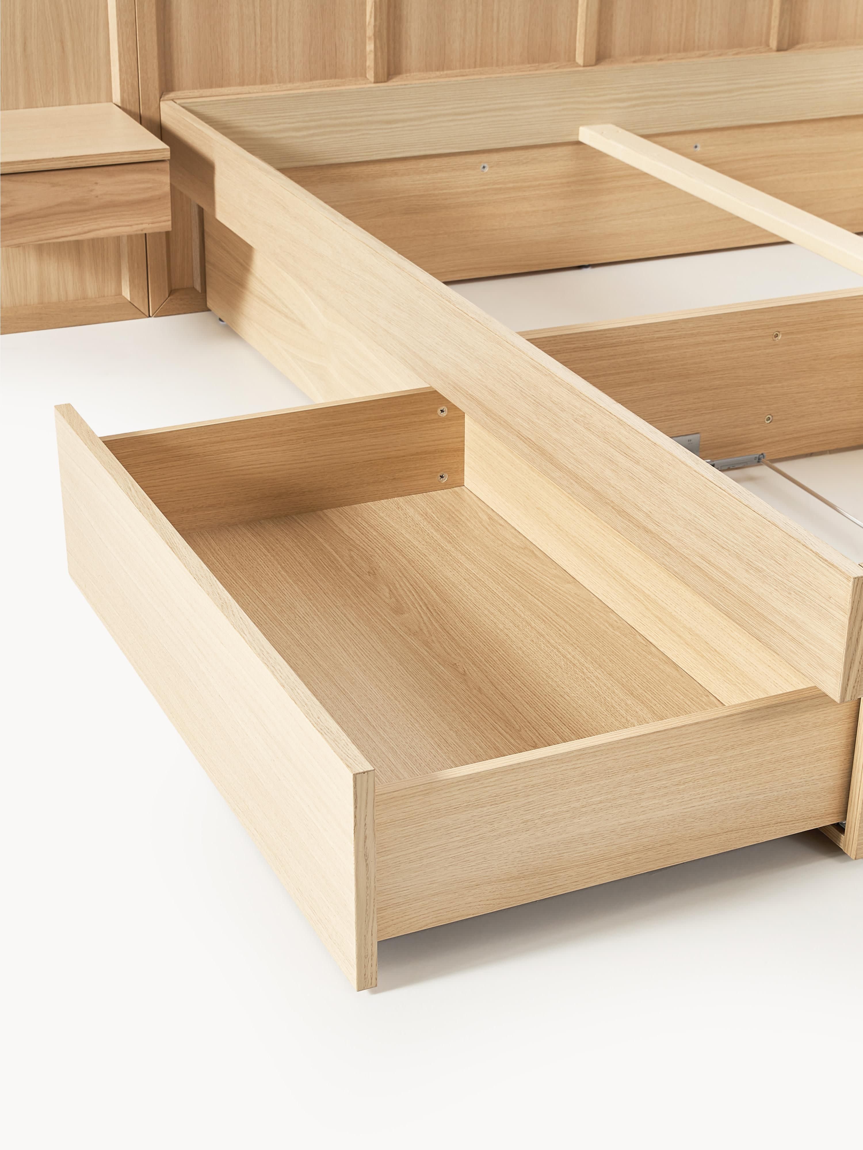 Nanto Wooden Bed with Drawers Tables and Headboard