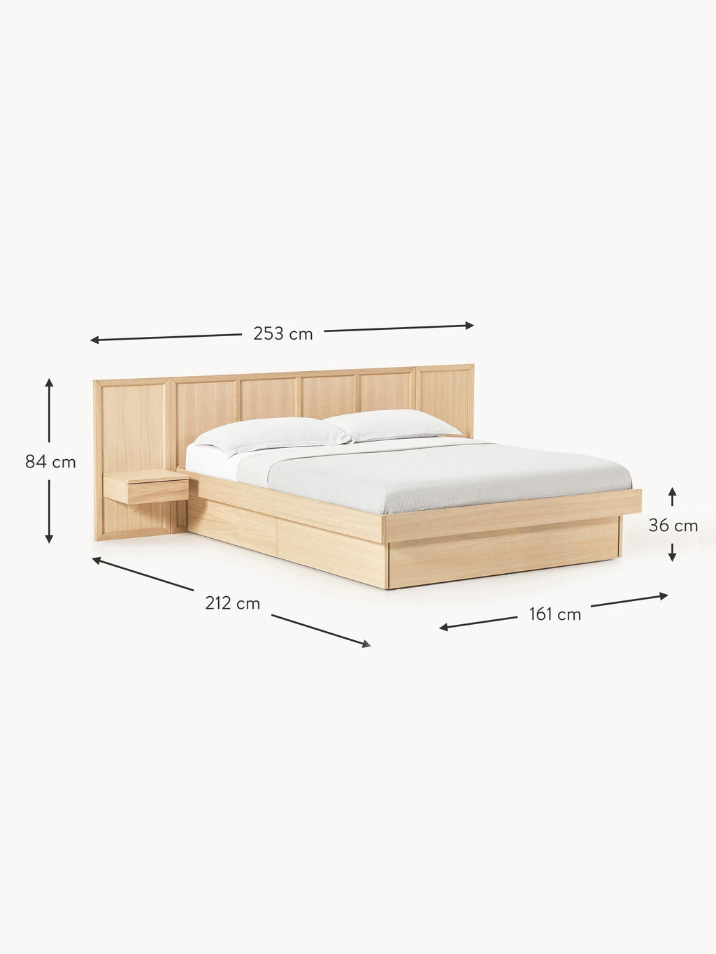 Nanto Wooden Bed with Drawers Tables and Headboard