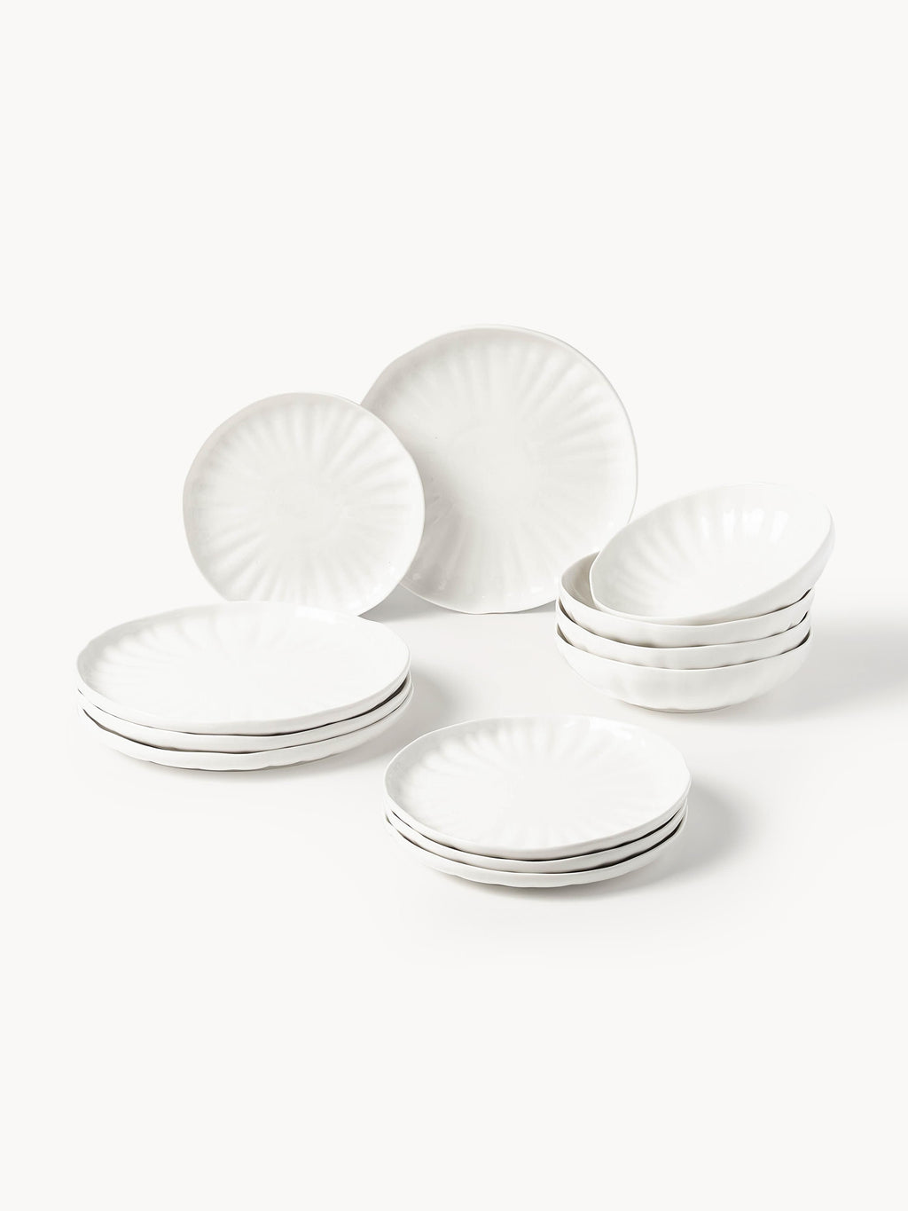 Gallery image 1 - Porcelain Tableware Set Sali with Embossed Pattern