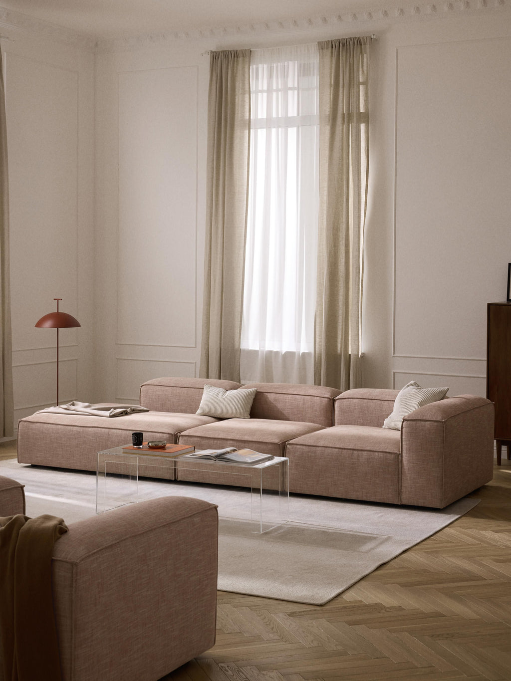 Lennon XL Linen Blend Modular Ottoman