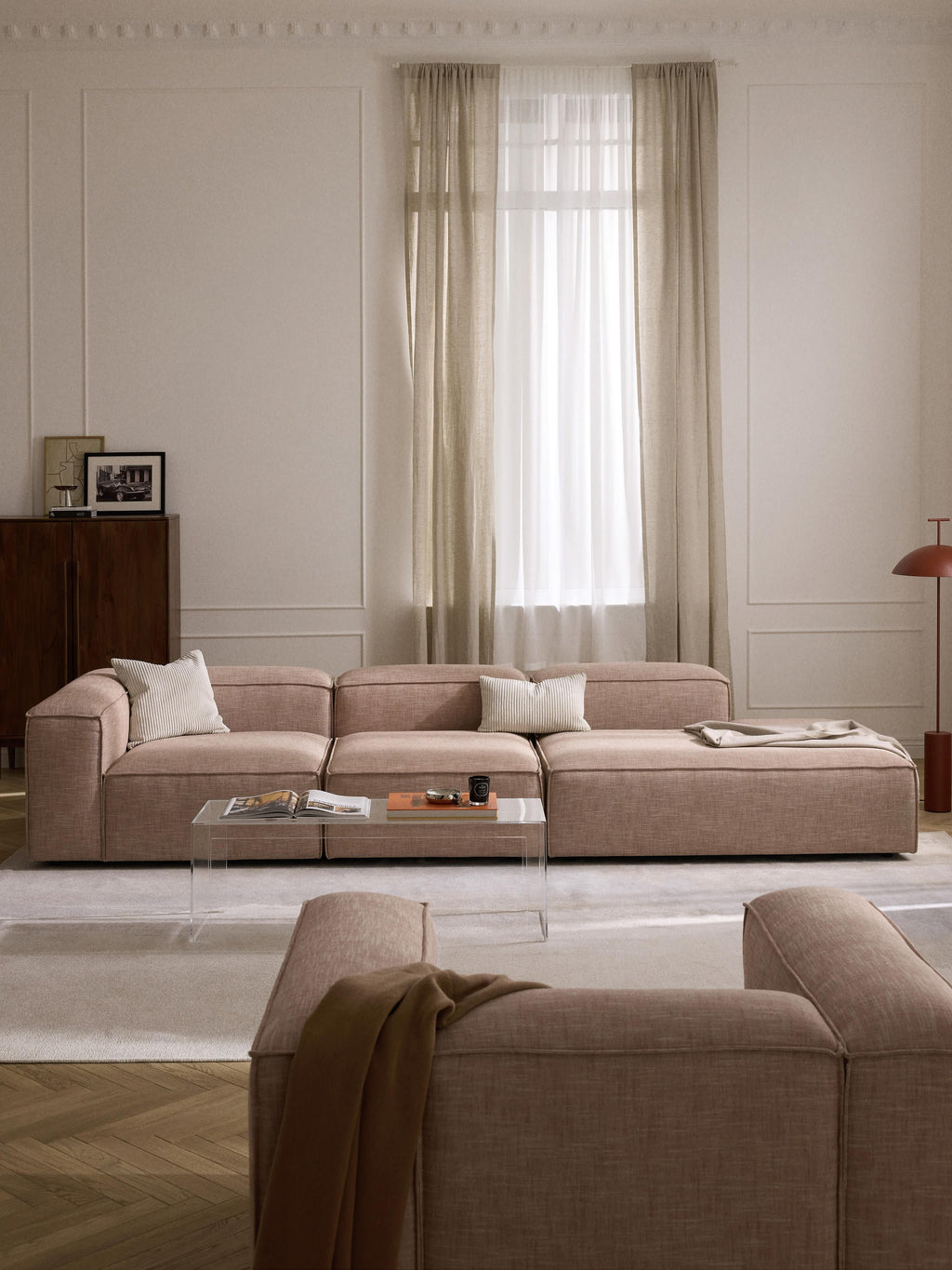 Lennon XL Linen Blend Modular Ottoman