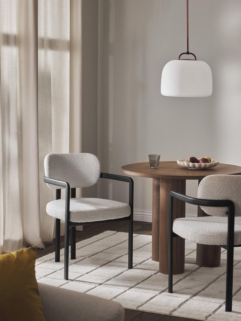 Adrien Upholstered Bouclé Dining Chair with Armrests