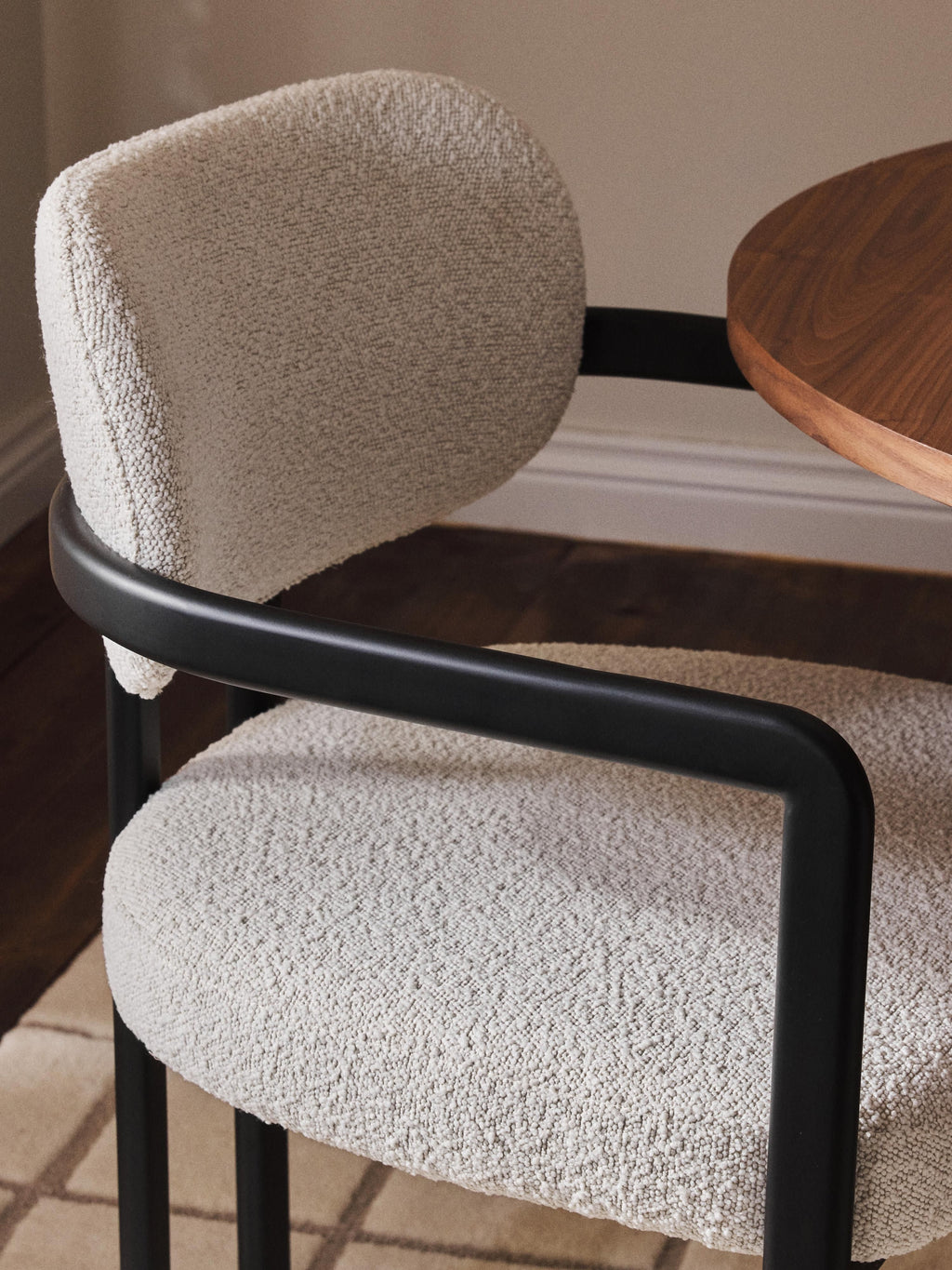 Adrien Upholstered Bouclé Dining Chair with Armrests