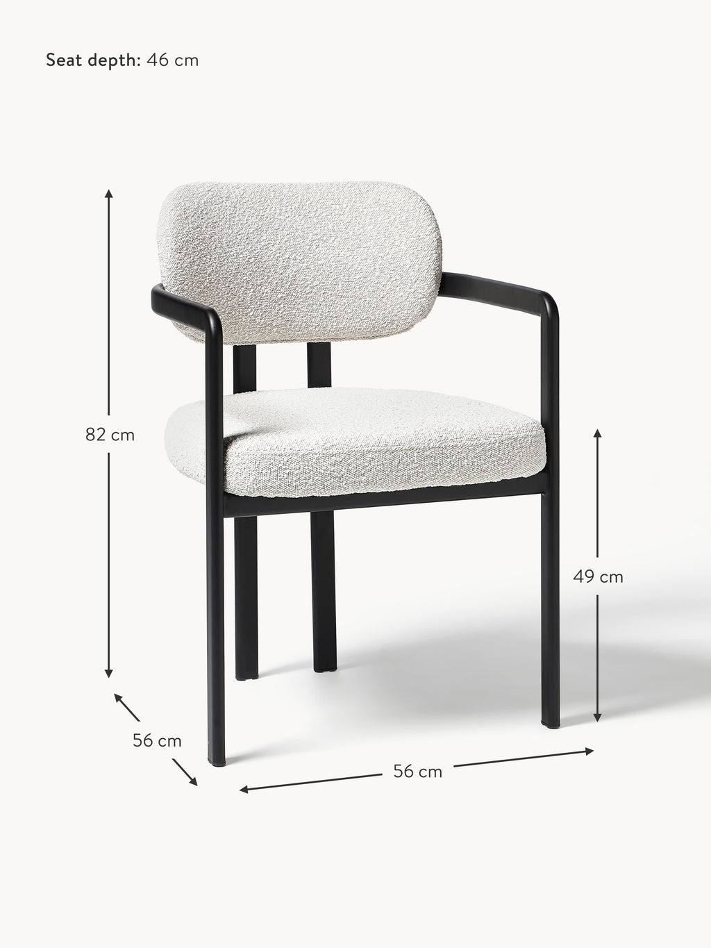 Adrien Upholstered Bouclé Dining Chair with Armrests