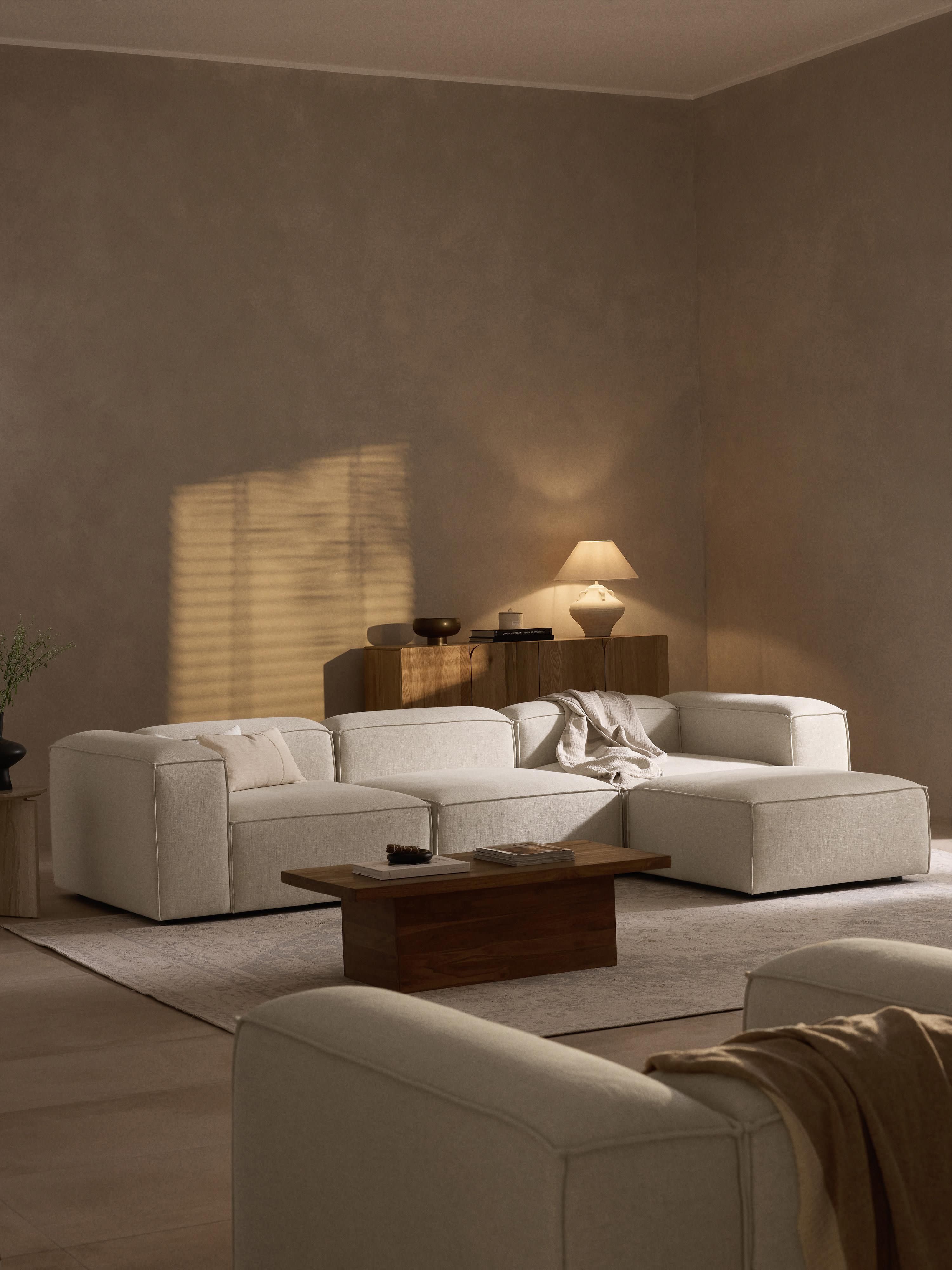 Lennon Linen Blend Modular Sofa (4-seater) with ottoman (left/right)