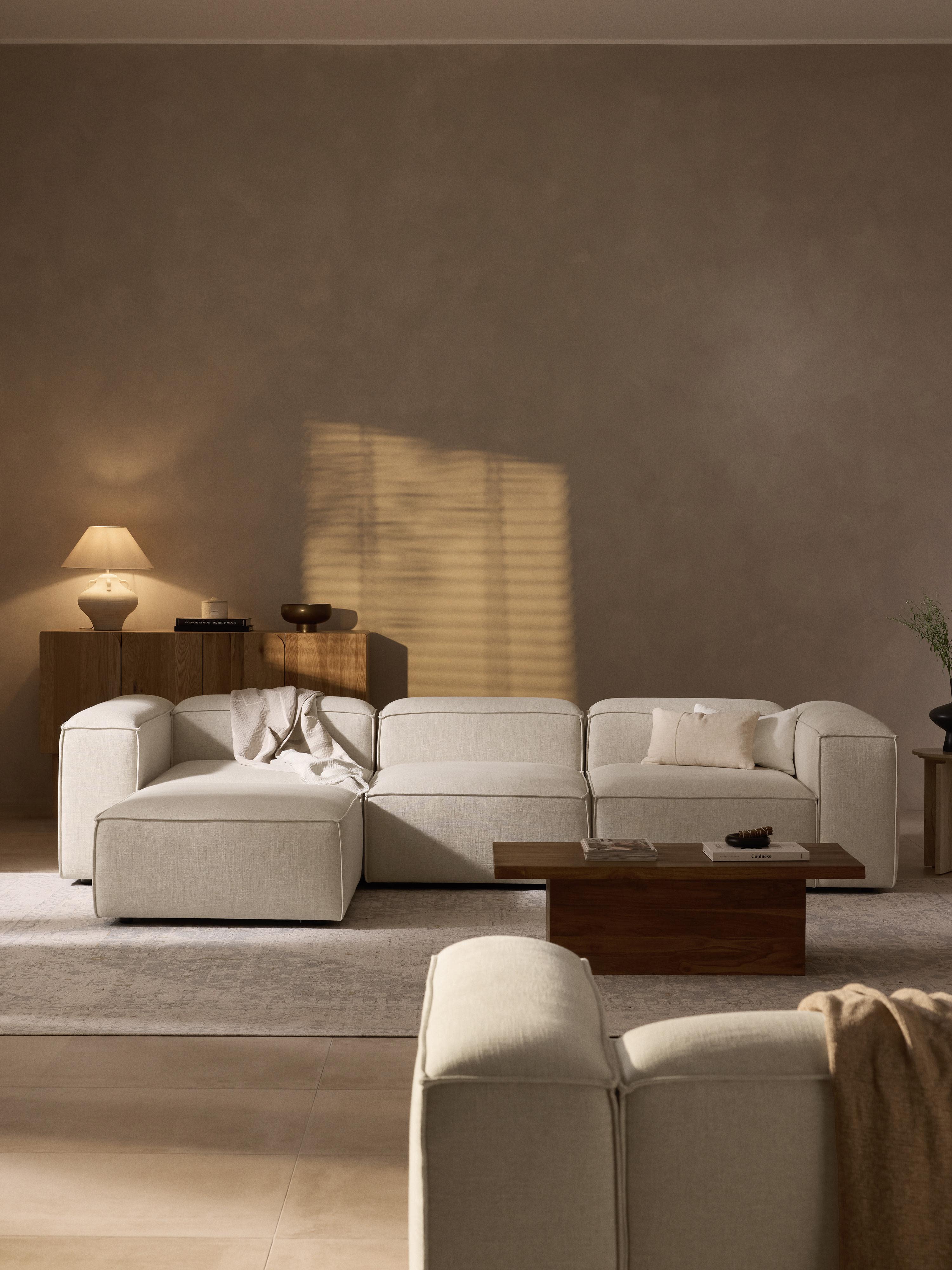 Lennon Linen Blend Modular Sofa (4-seater) with ottoman (left/right)