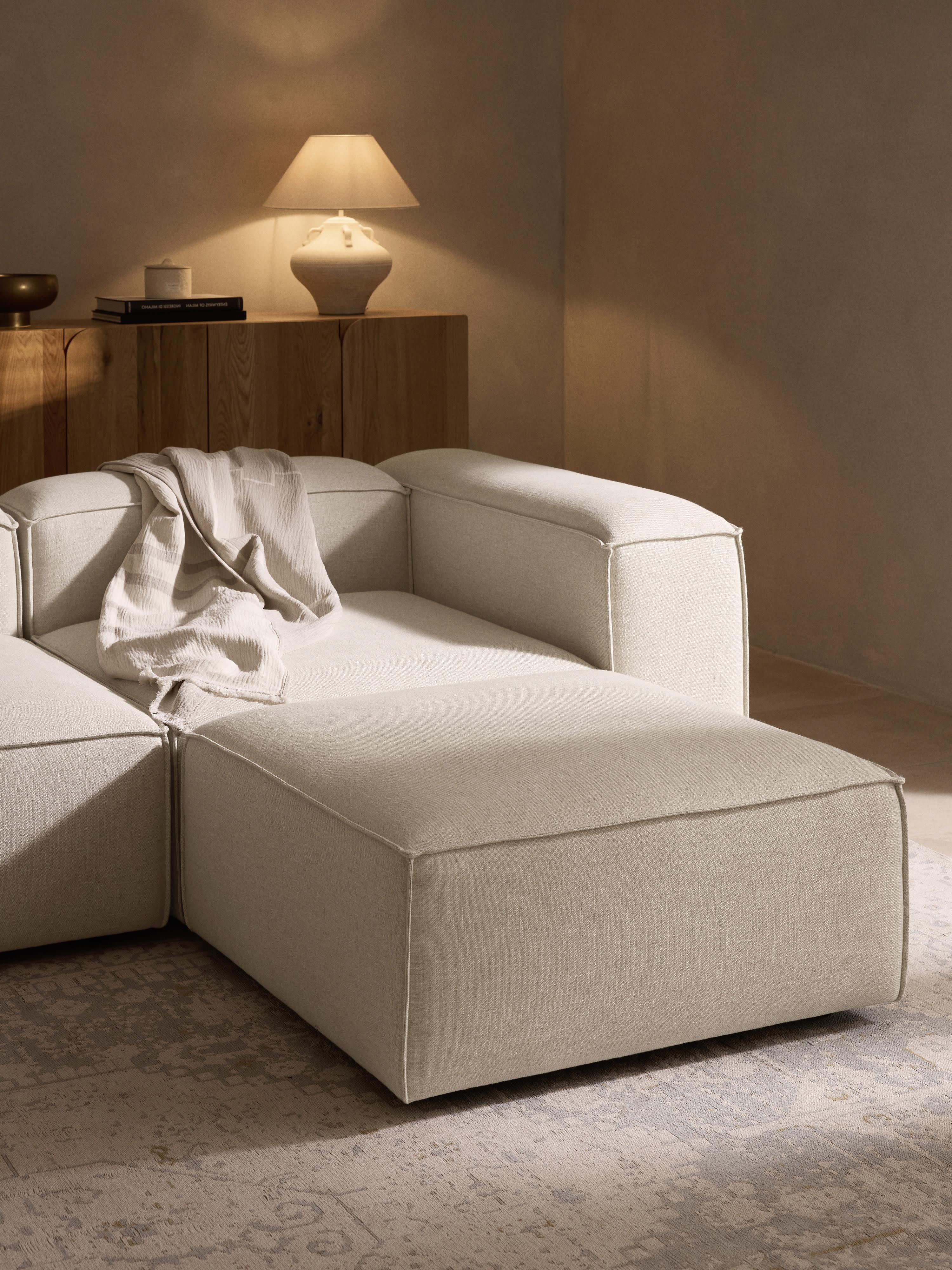 Lennon Linen Blend Modular Sofa (4-seater) with ottoman (left/right)