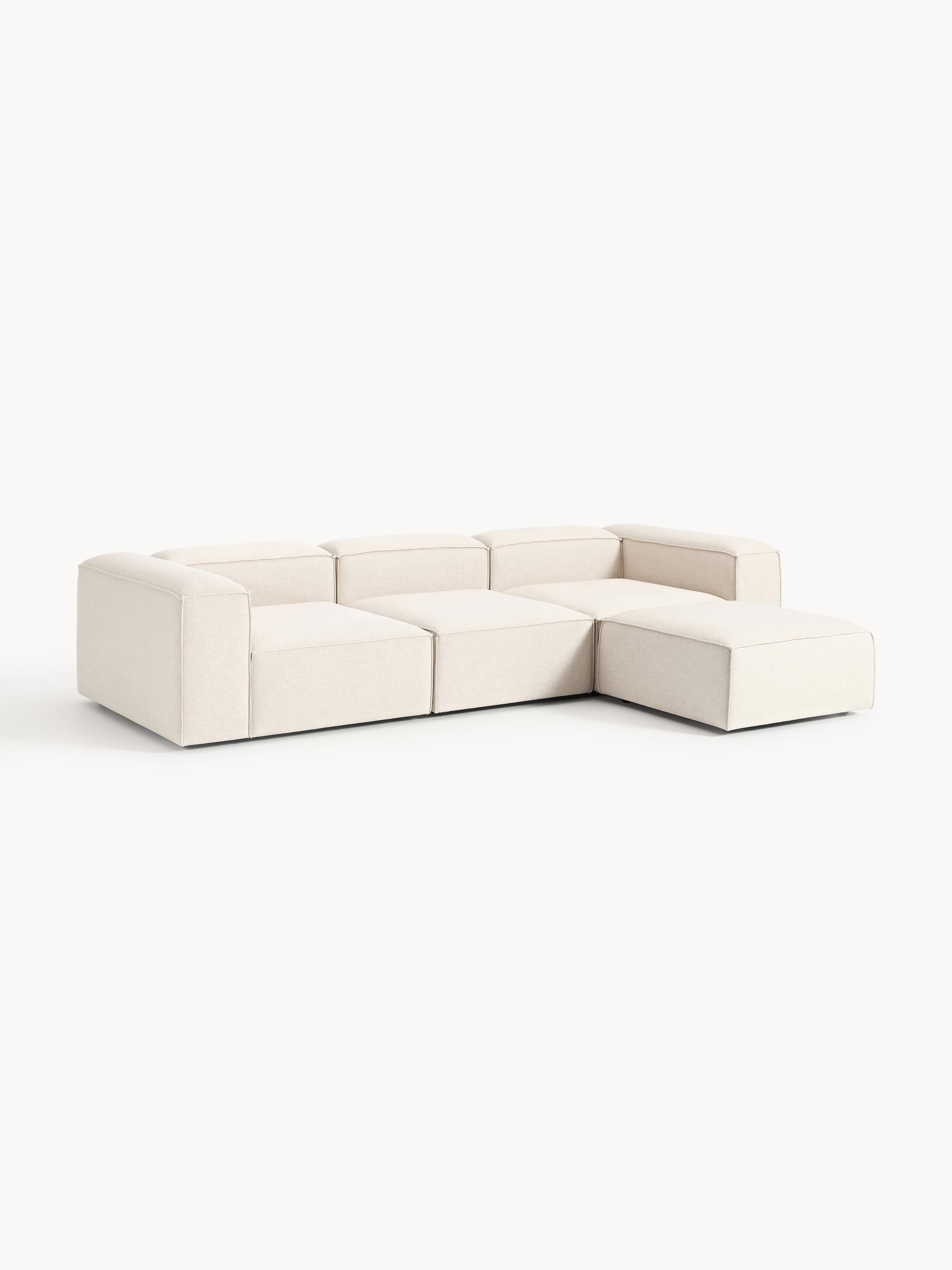 Lennon Linen Blend Modular Sofa (4-seater) with ottoman (left/right)