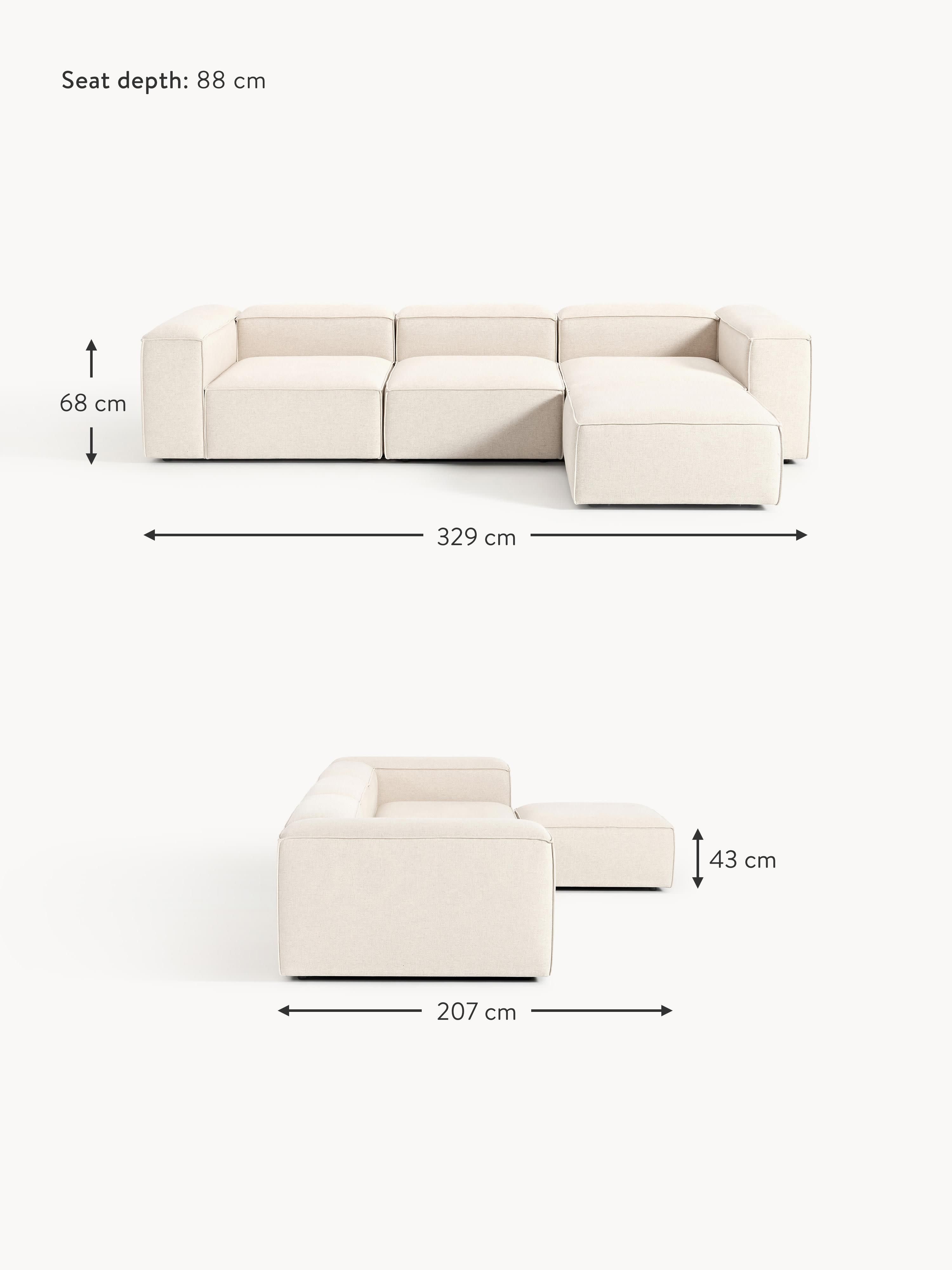 Lennon Linen Blend Modular Sofa (4-seater) with ottoman (left/right)