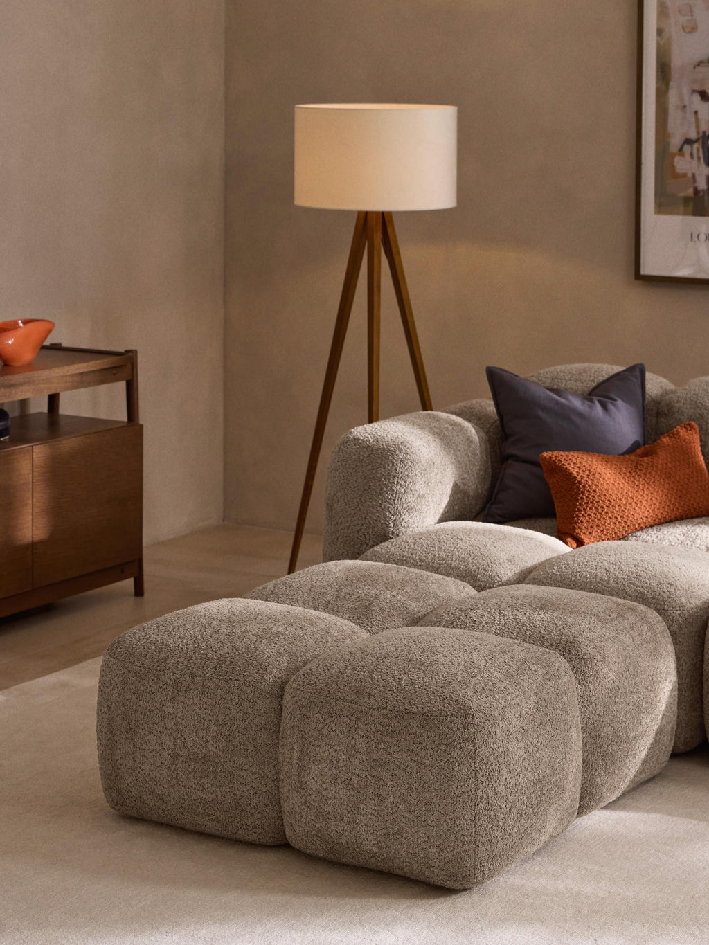 Tayla Modular Teddy-Bouclé Sofa (4-seater) with Ottoman (left/right)