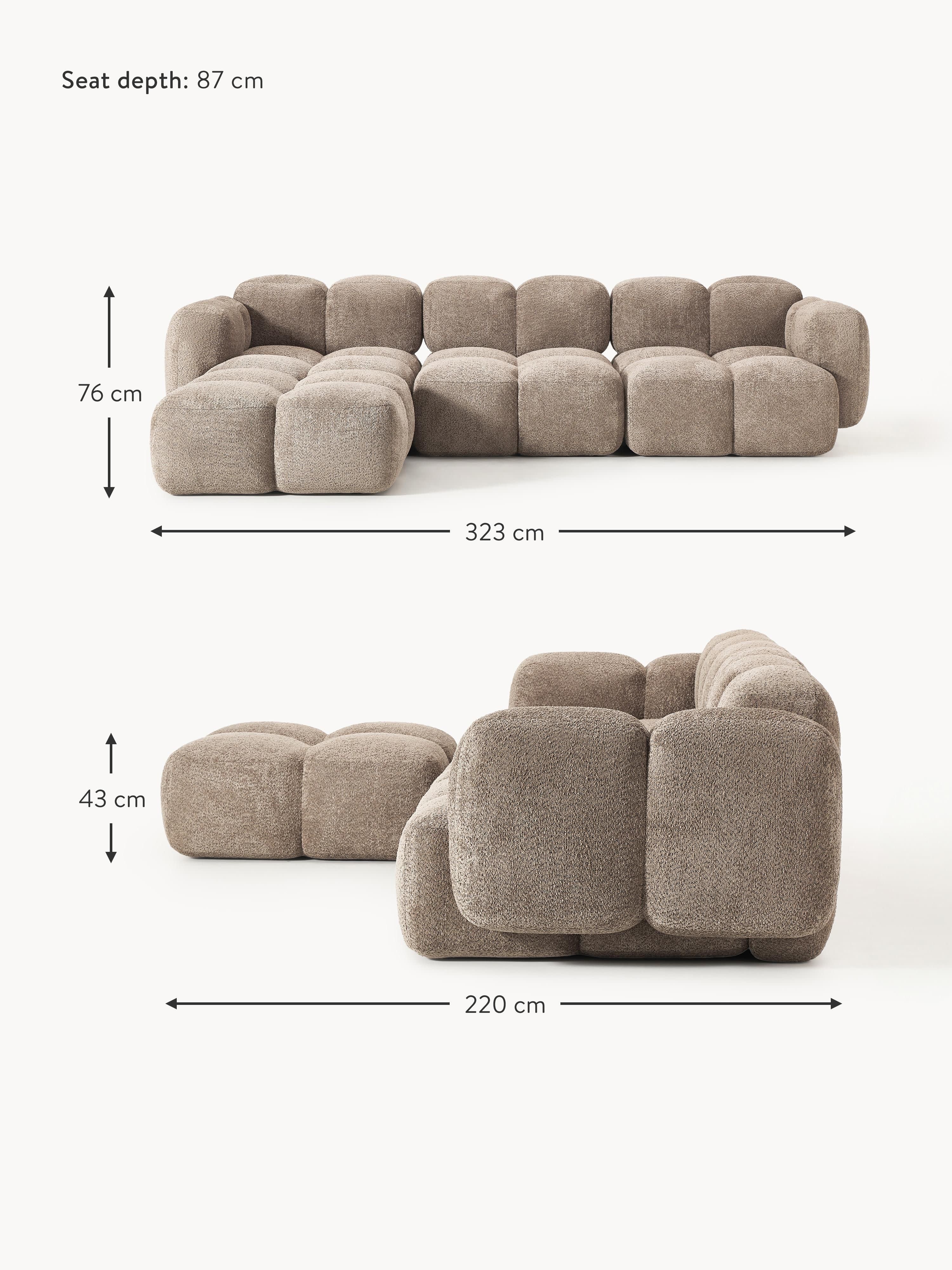 Tayla Modular Teddy-Bouclé Sofa (4-seater) with Ottoman (left/right)