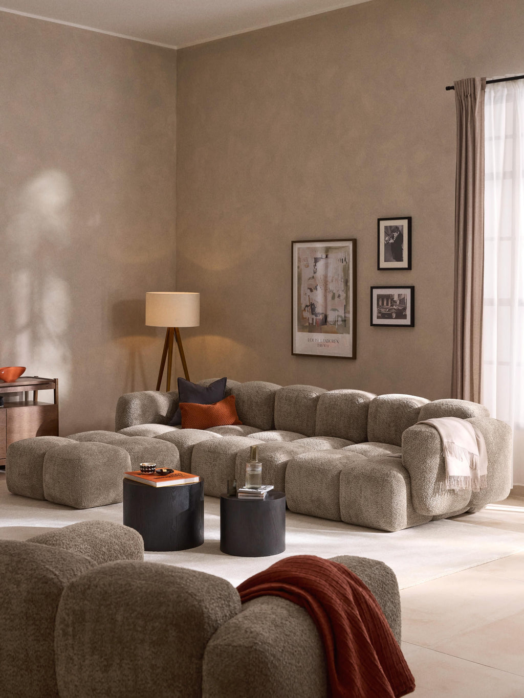 Tayla Modular Teddy-Bouclé Sofa (4-seater) with Ottoman (left/right)