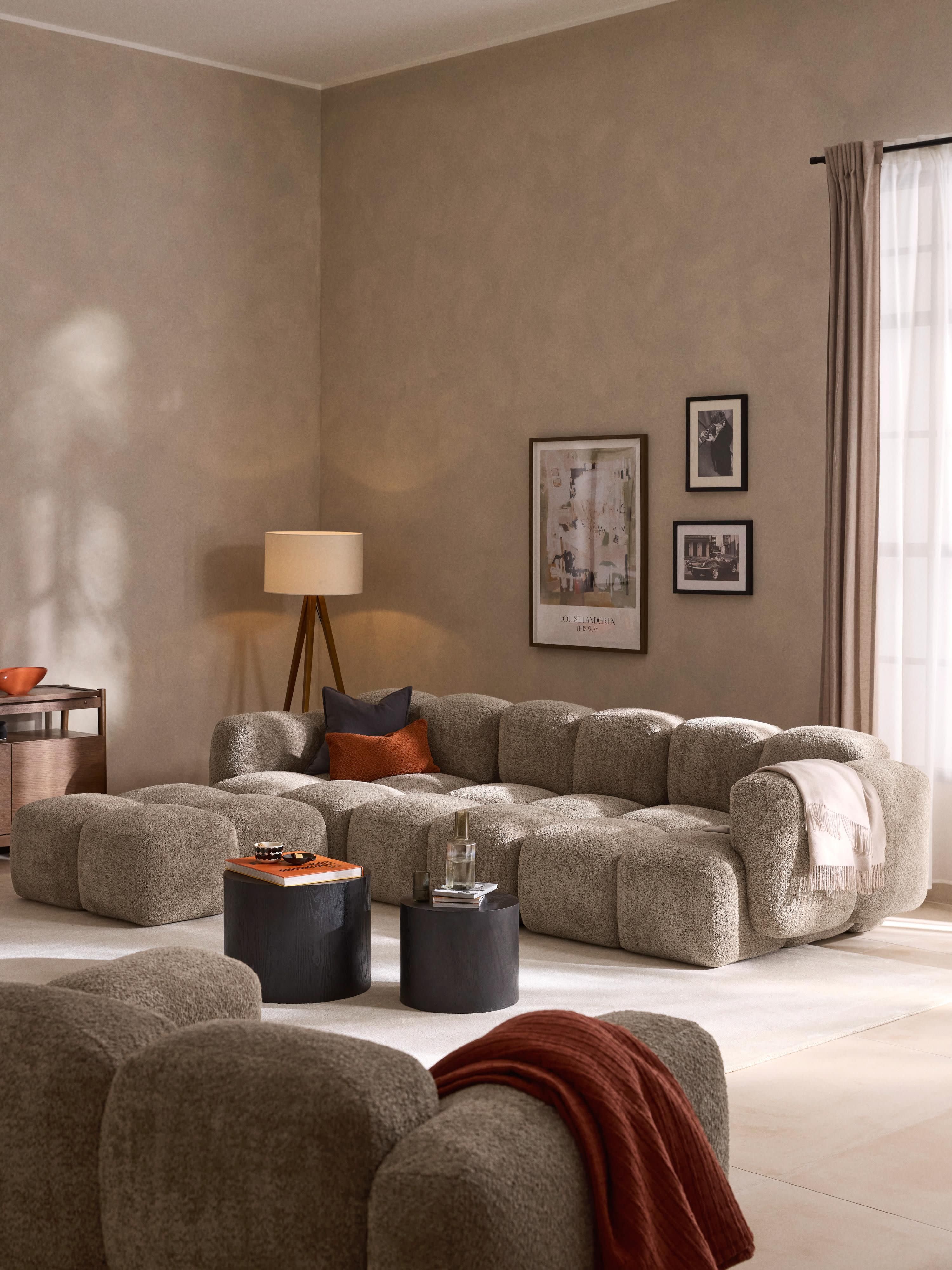 Tayla Modular Teddy-Bouclé Sofa (4-seater) with Ottoman (left/right)